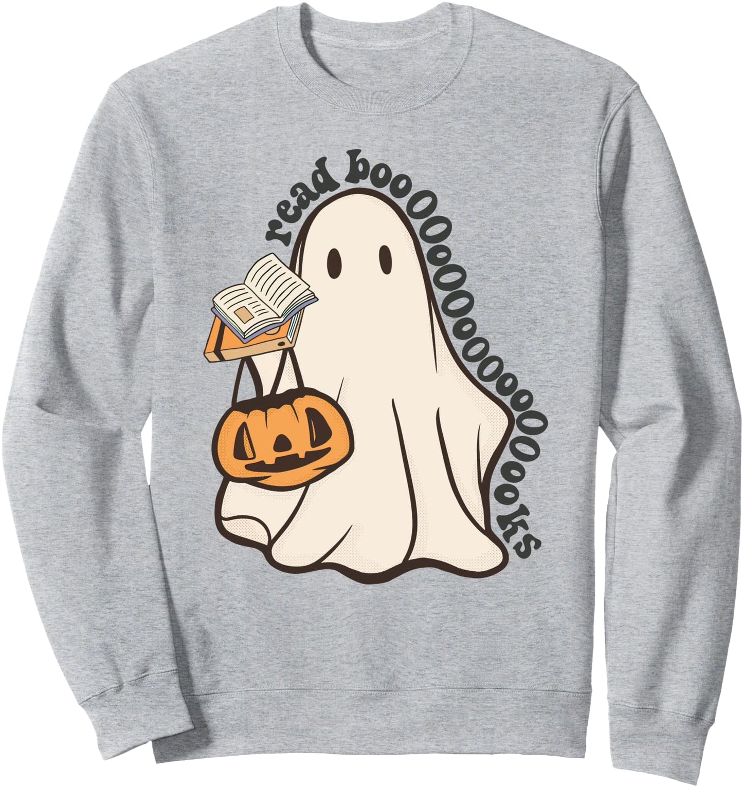 Ghost Reading Books Retro Librarian Teacher 2023 Halloween Sweatshirt