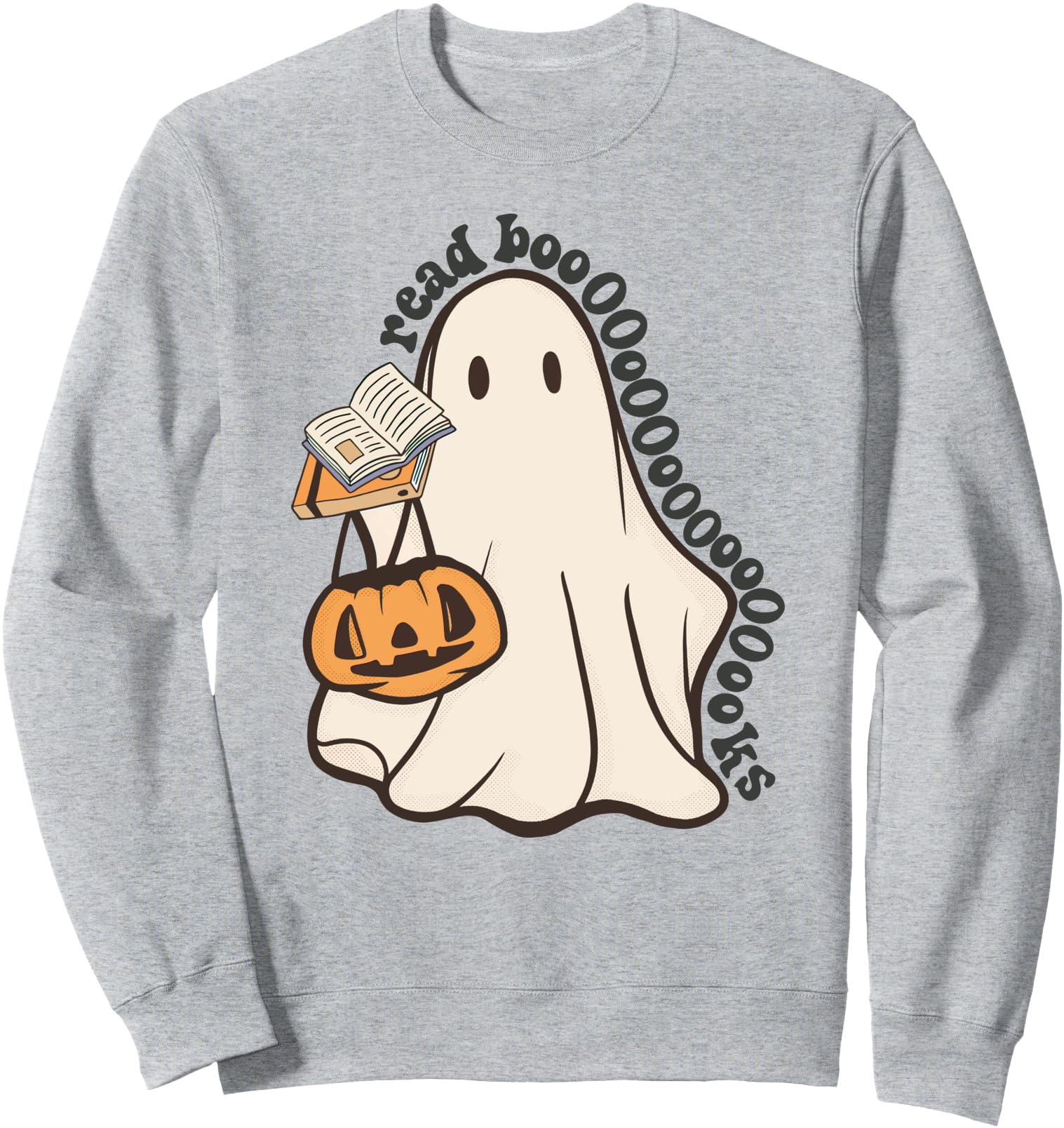 Ghost Reading Books Retro Librarian Teacher 2023 Halloween Sweatshirt
