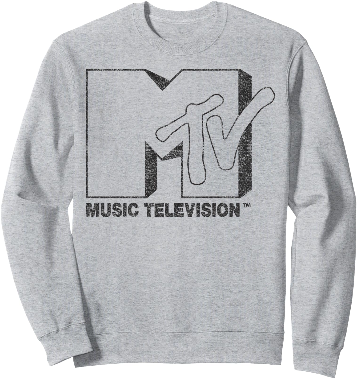 MTV Distressed Vintage Black and White Logo Sweatshirt Sweatshirt