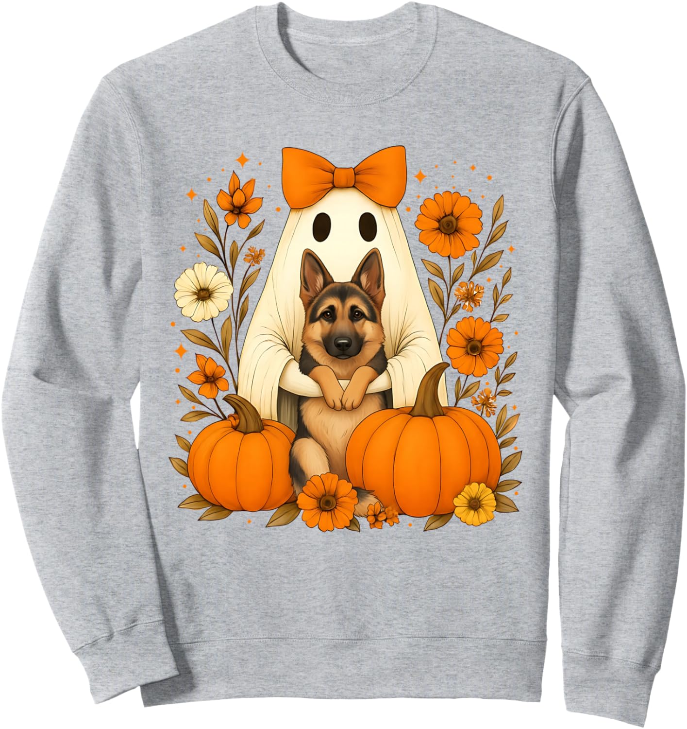 Funny Halloween Ghost Holding German Shepherd Dog Lovers Sweatshirt
