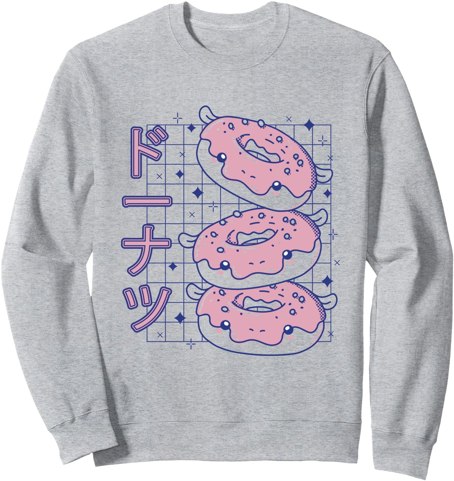 Kawaii Hippo Donuts Cute Japanese Graphic Food Sweatshirt