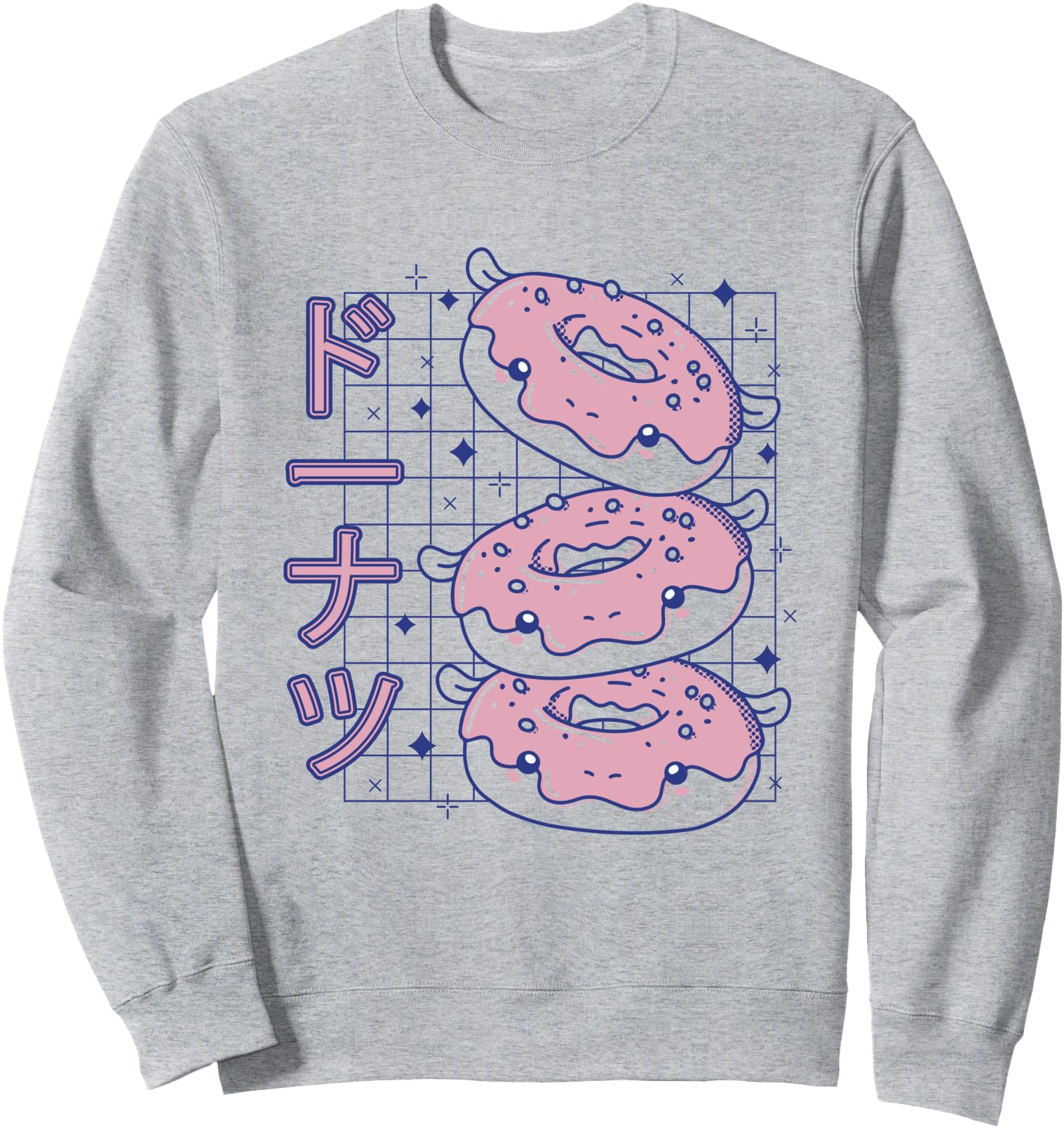 Kawaii Hippo Donuts Cute Japanese Graphic Food Sweatshirt