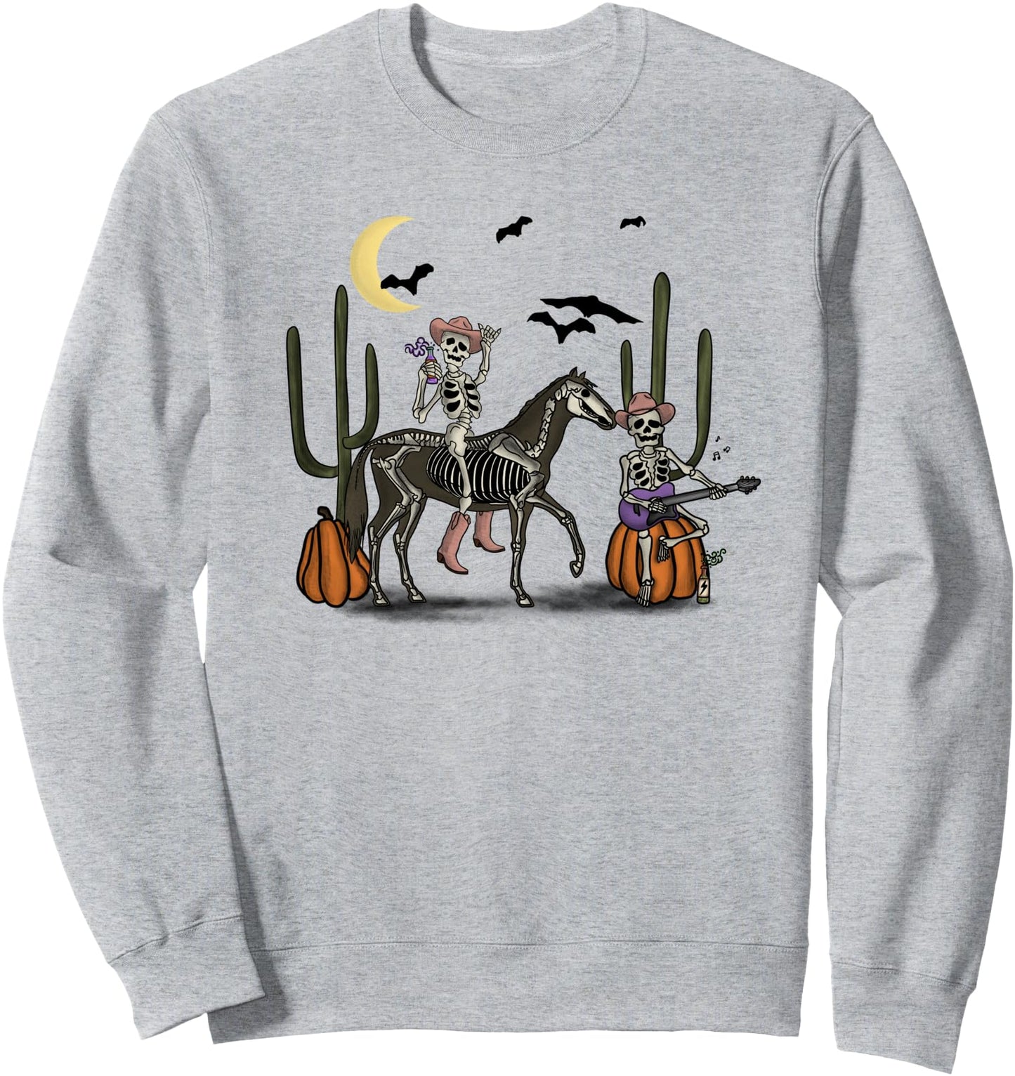 Cowboy Skeletons Drinking Desert Retro Western Halloween Sweatshirt
