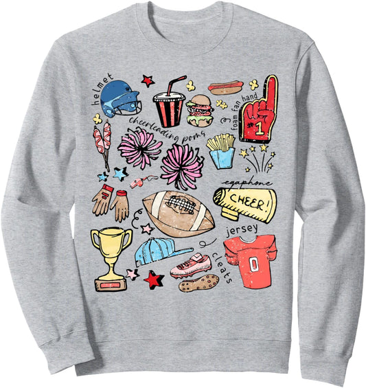 Cheer Helmet American Football Game Day Thanksgiving Autumn Sweatshirt