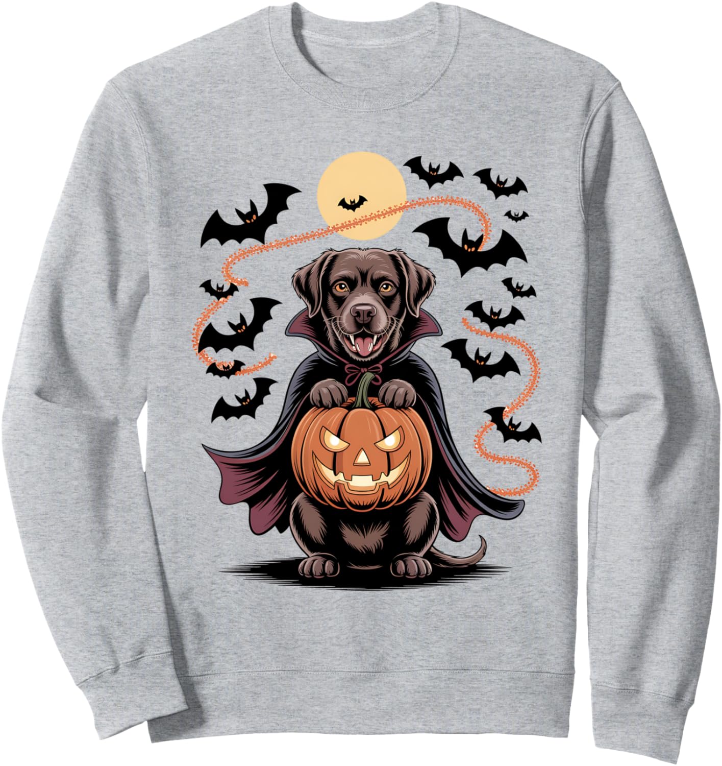 Vampire Chocolate Labrador Dog Halloween Spooky Pumpkin Bats Sweatshirt