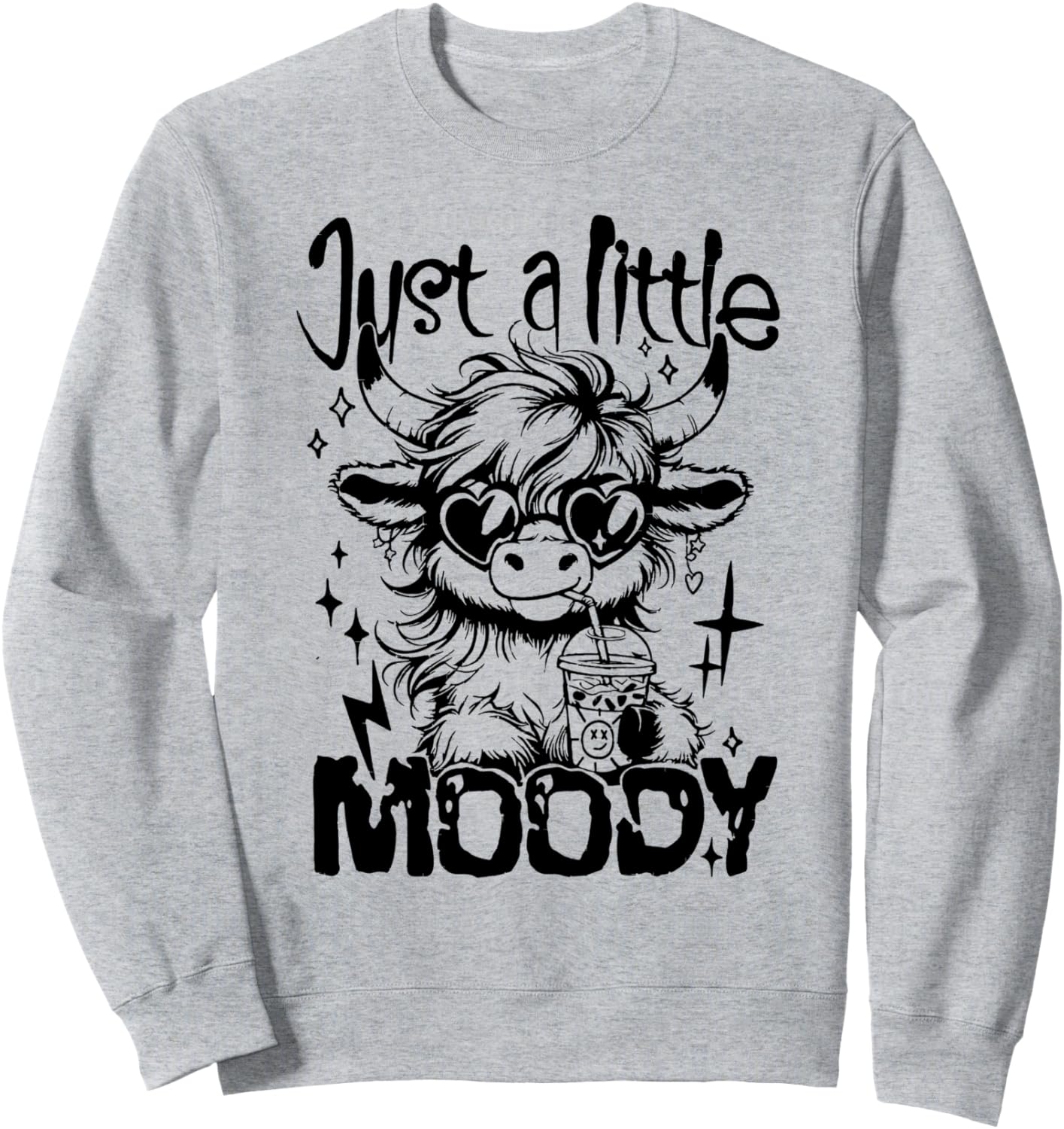 Gifts For Family Just A Little Moody Unisex-Adult Sweatshirt Grey Small