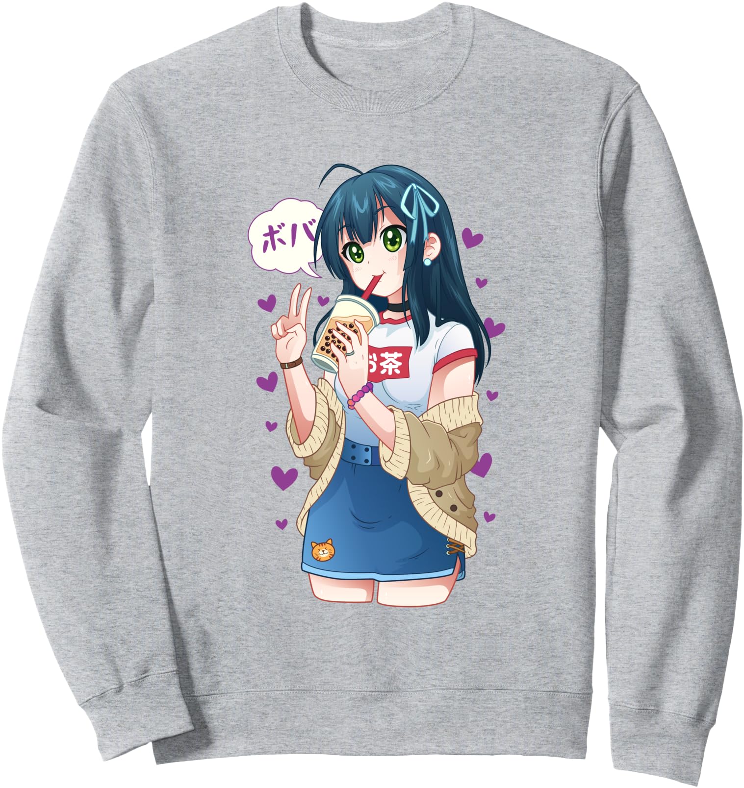 Kawaii Cute Anime Girl Otaku Japanese Boba Bubble Tea Gift Sweatshirt
