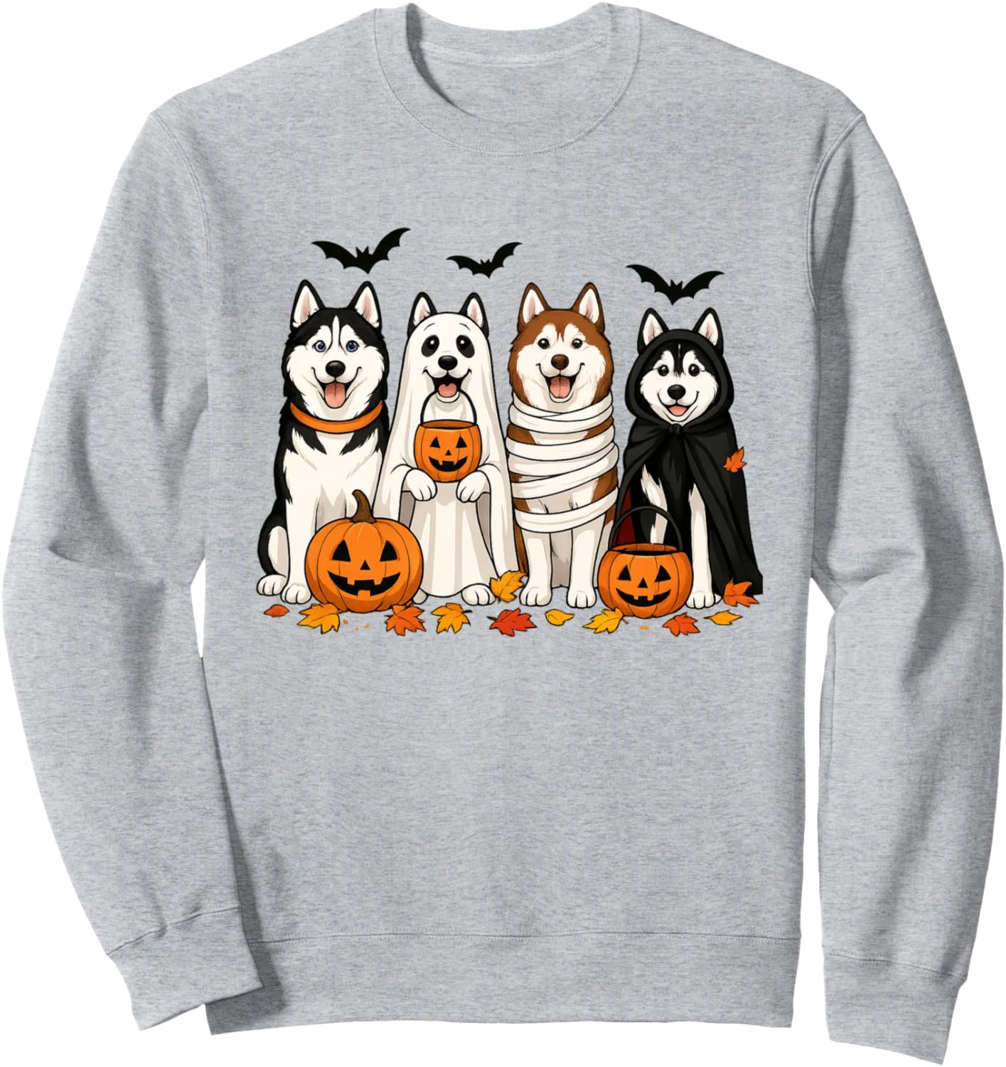 Cute Husky Dogs Halloween Costumes Trick Or Treat Sweatshirt