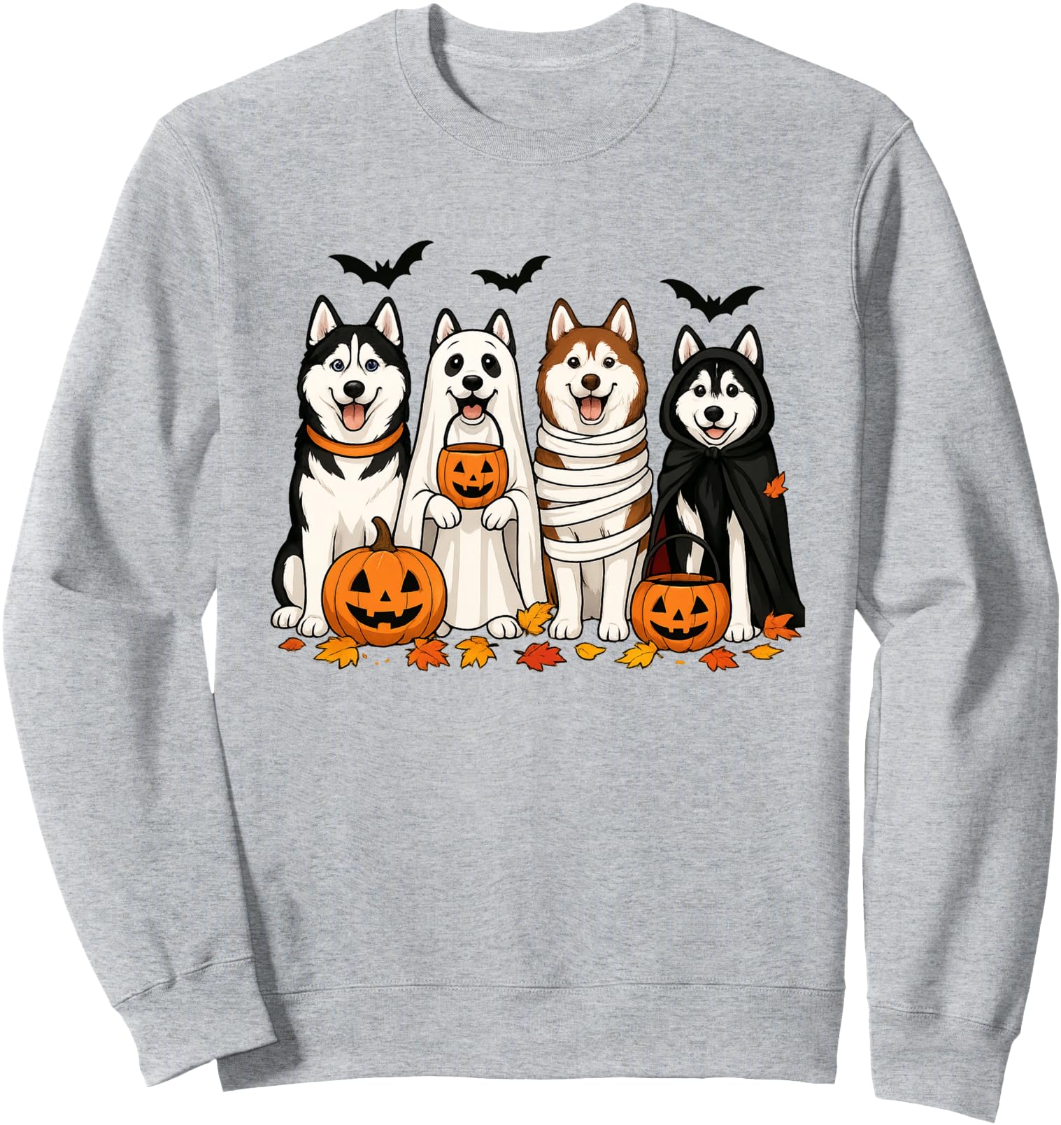 Cute Husky Dogs Halloween Costumes Trick Or Treat Sweatshirt