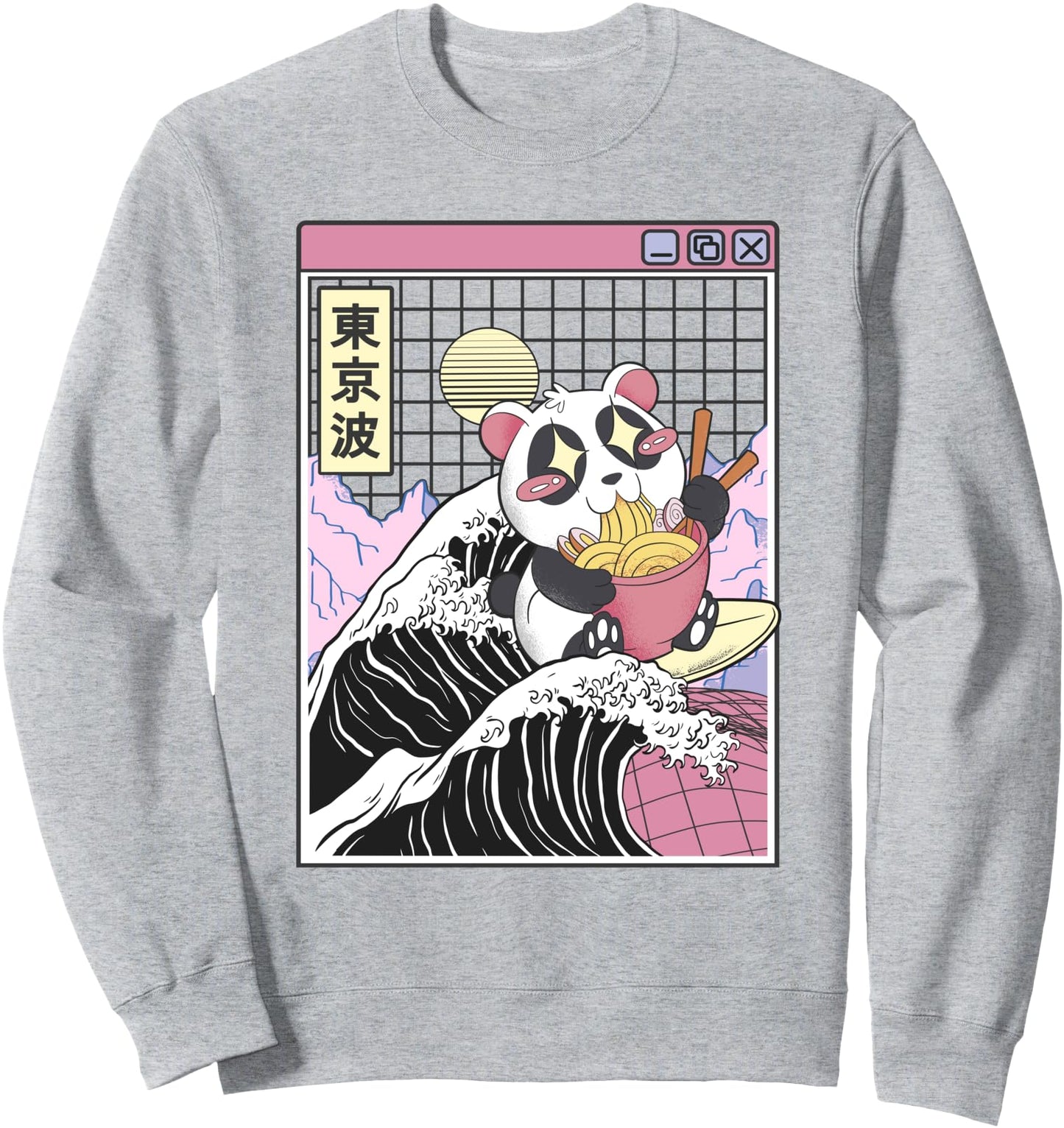 Panda Bear Ramen Japanese Wave Vaporwave Anime Girl Kawaii Sweatshirt