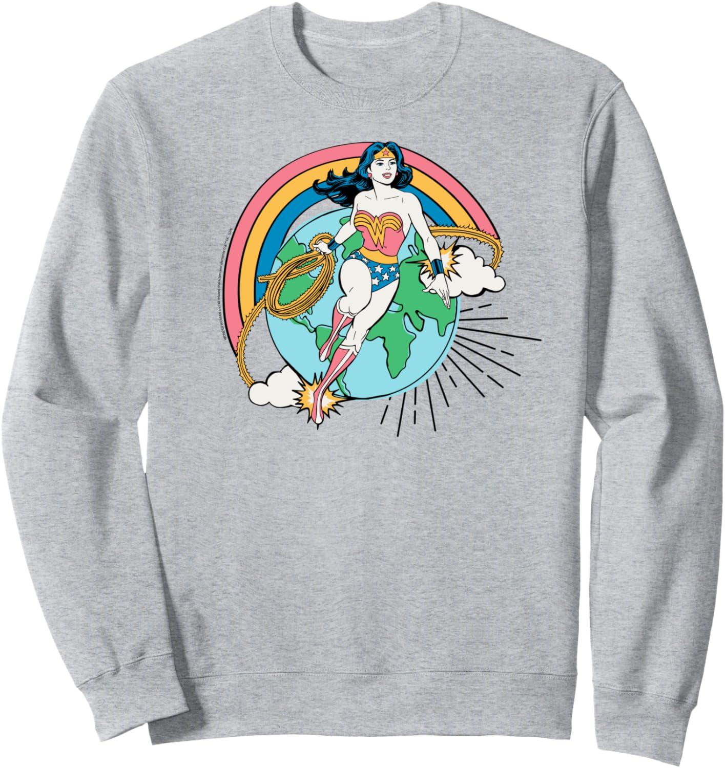 Amazon Essentials DC Comics Wonder Woman Lasso Rainbow World Sweatshirt