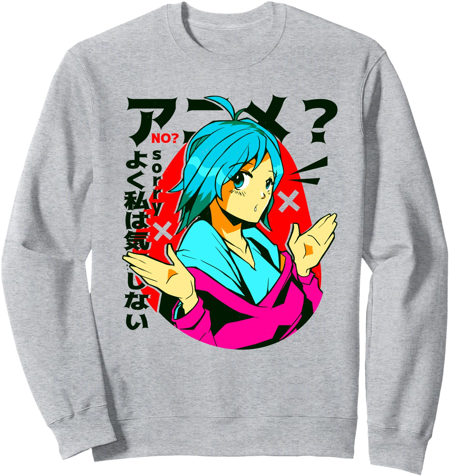 Blue-Haired Anime Girl Manga Japanese Cartoon Lover Kawaii Sweatshirt