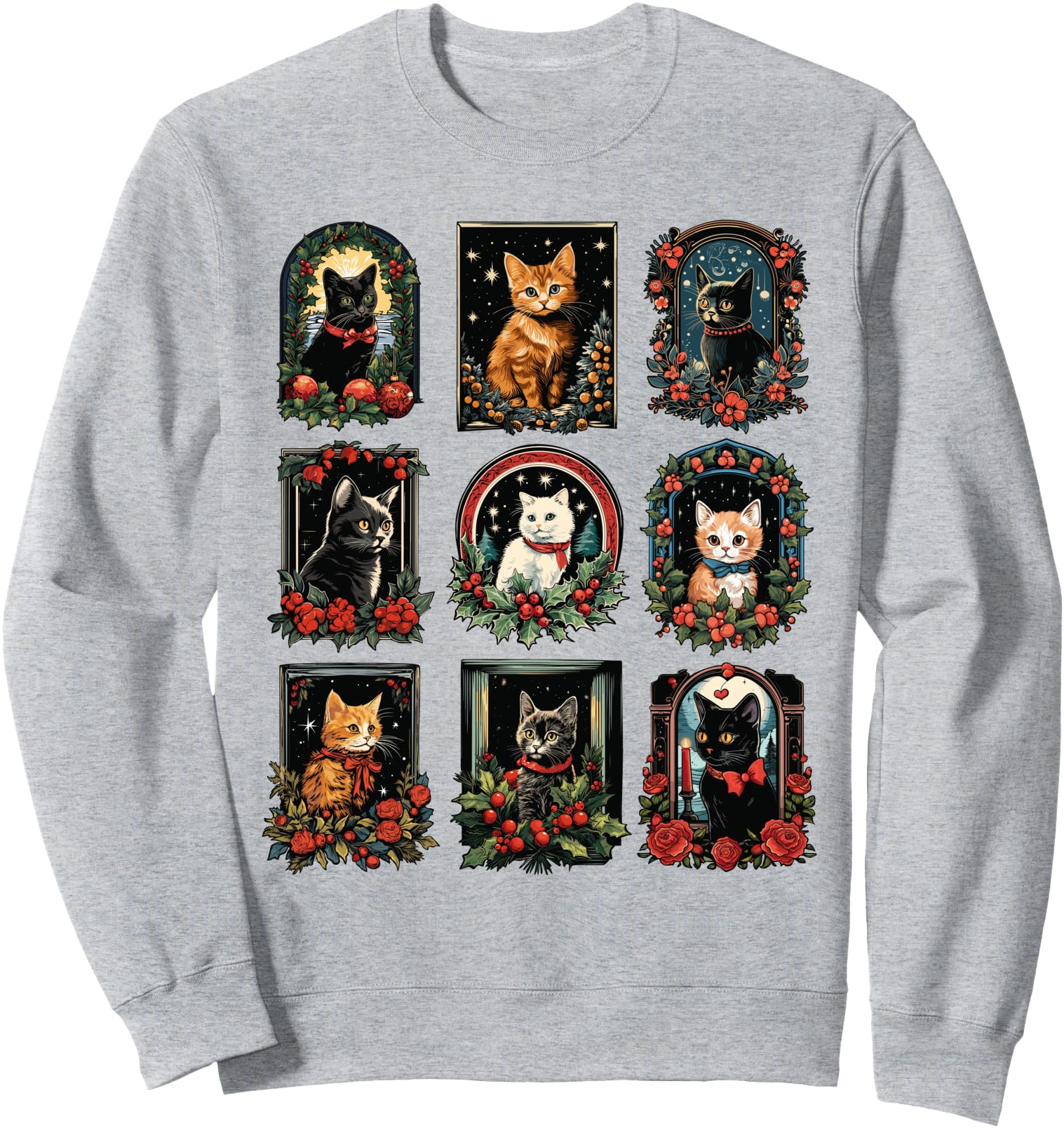 Vintage Kitten Christmas Cats Cat Mom Cat Dad Women Men Sweatshirt