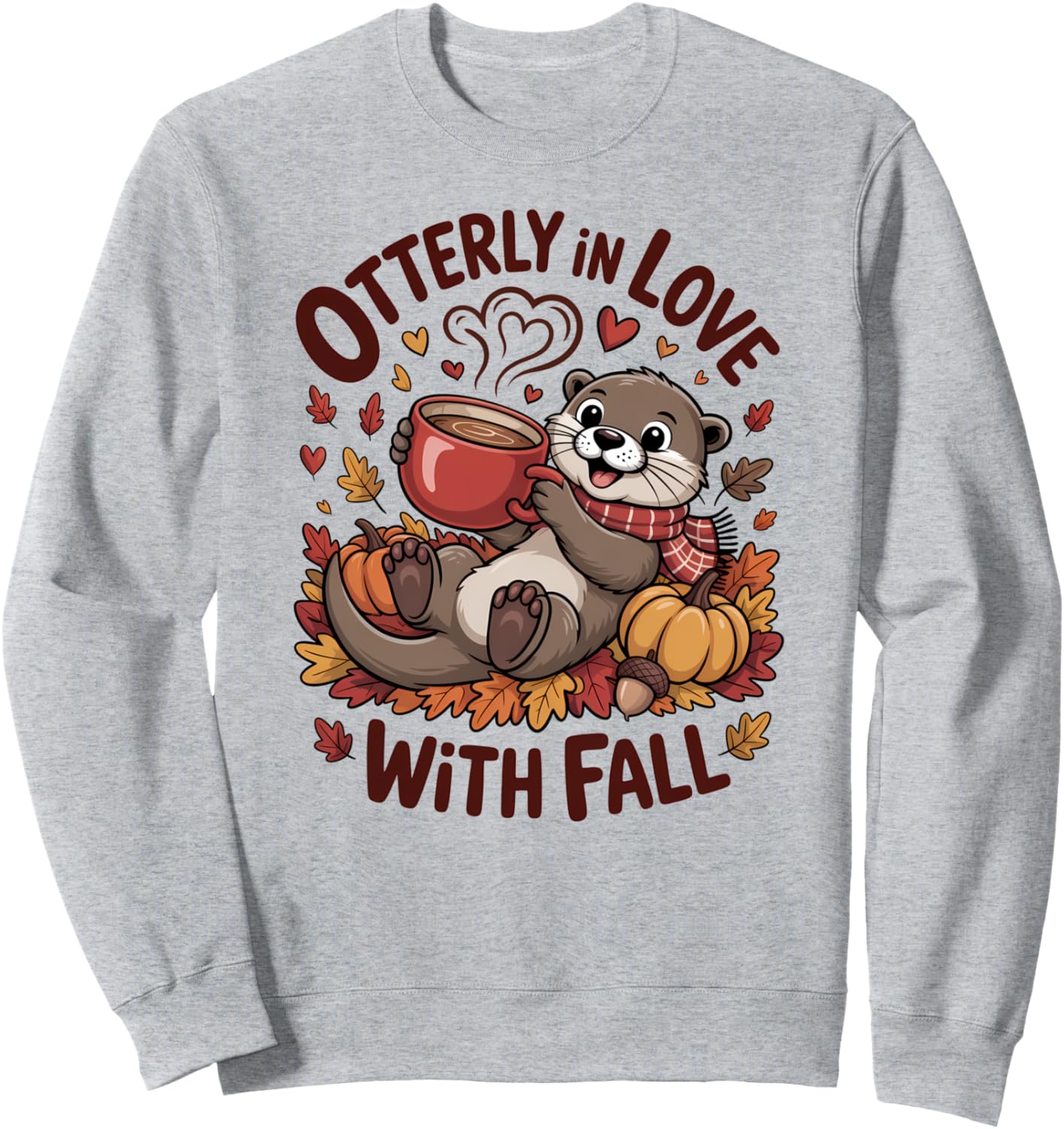 Otterly in Love with Fall Cute Otter Autumn Leaves Sweatshirt