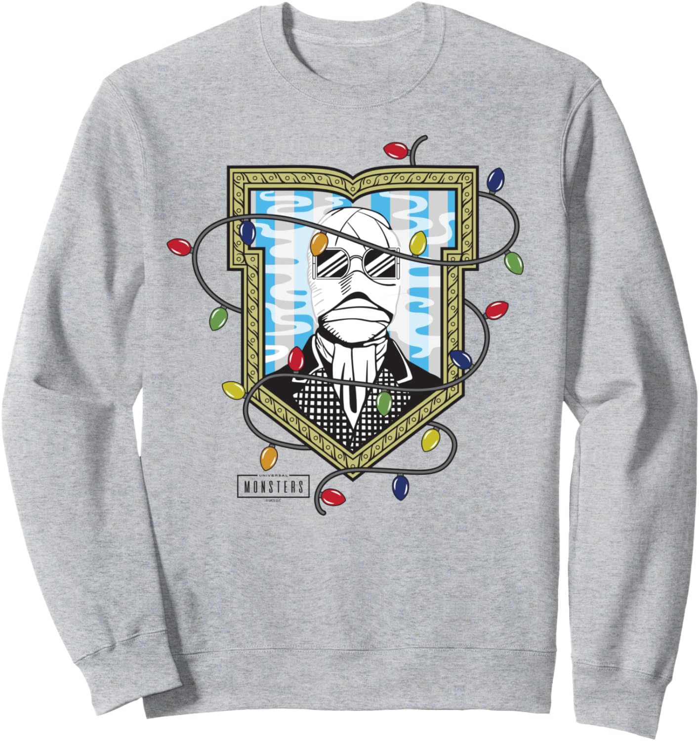 Universal Monsters The Invisible Man Christmas Lights Crest Sweatshirt