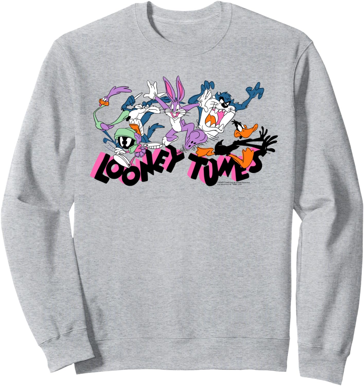 Amazon Essentials Looney Tunes Pink Logo with Running Characters Sweatshirt