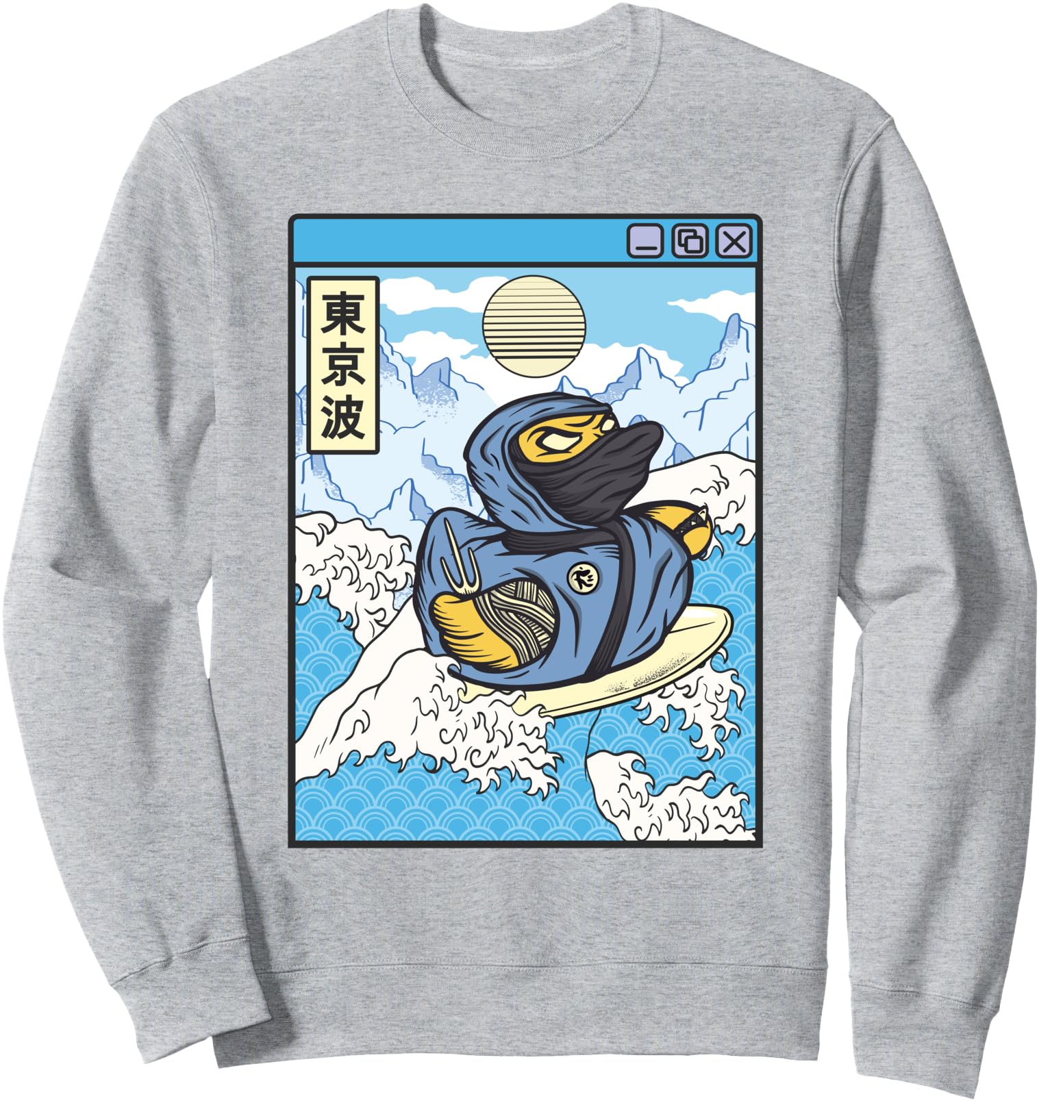 Surfing Ninja Rubber Duck Japanese Waves Kawaii Vaporwave Sweatshirt