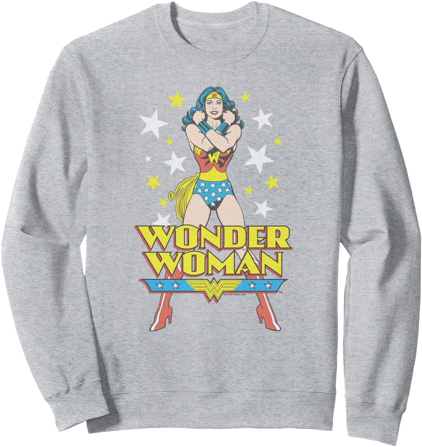 DC Comics Unisex-Adults Grey Small Classic Wonder Woman Cartoon Superhero Sweatshirt