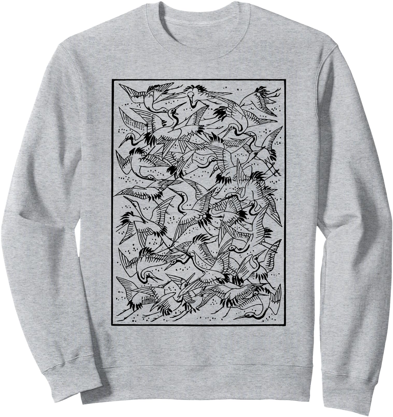 Dance of Cranes Japanese Retro Art Vintage Crane Sweatshirt