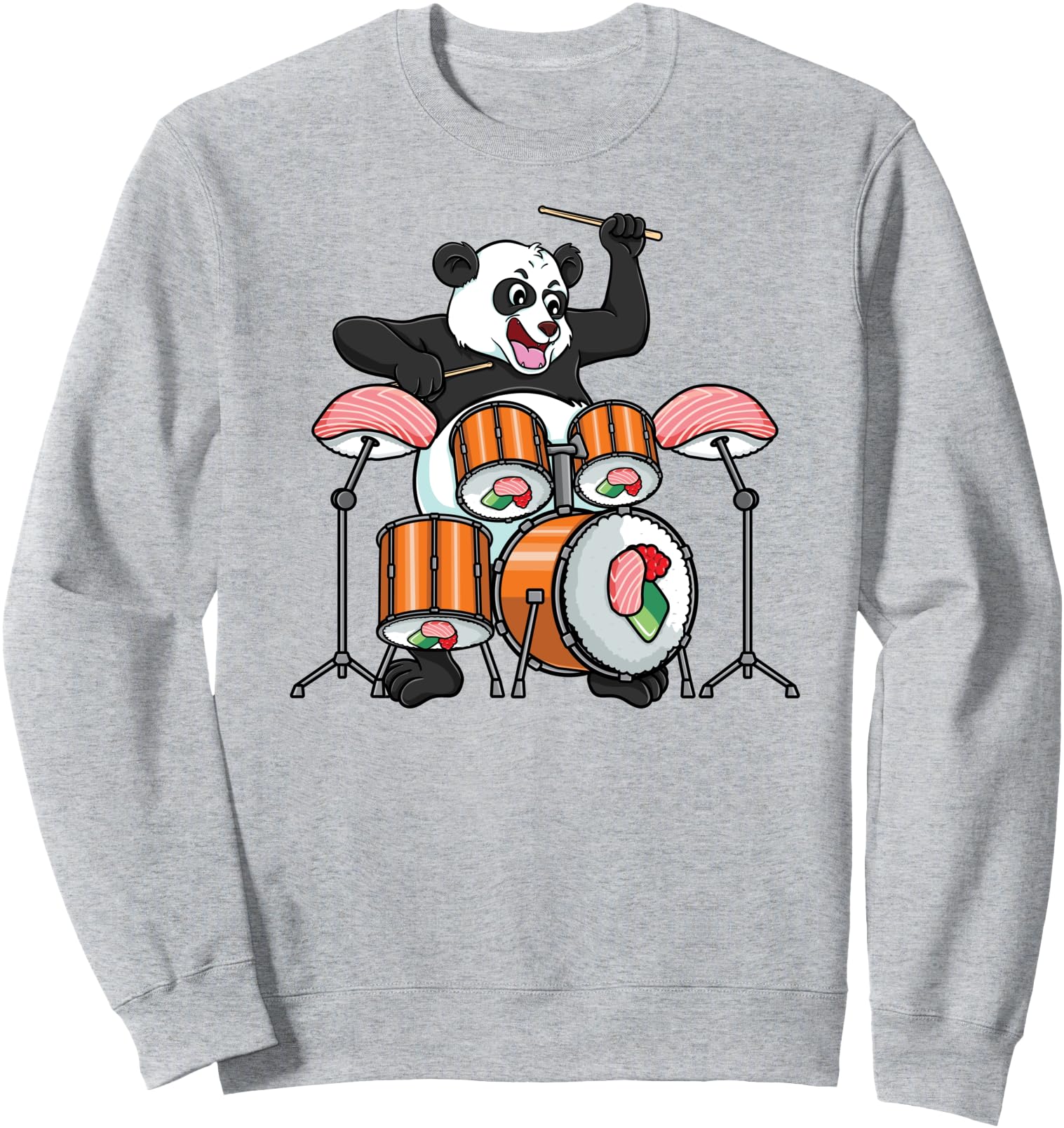Funny Panda Drummer Play The Drums Japanese Food Sushi Sweatshirt