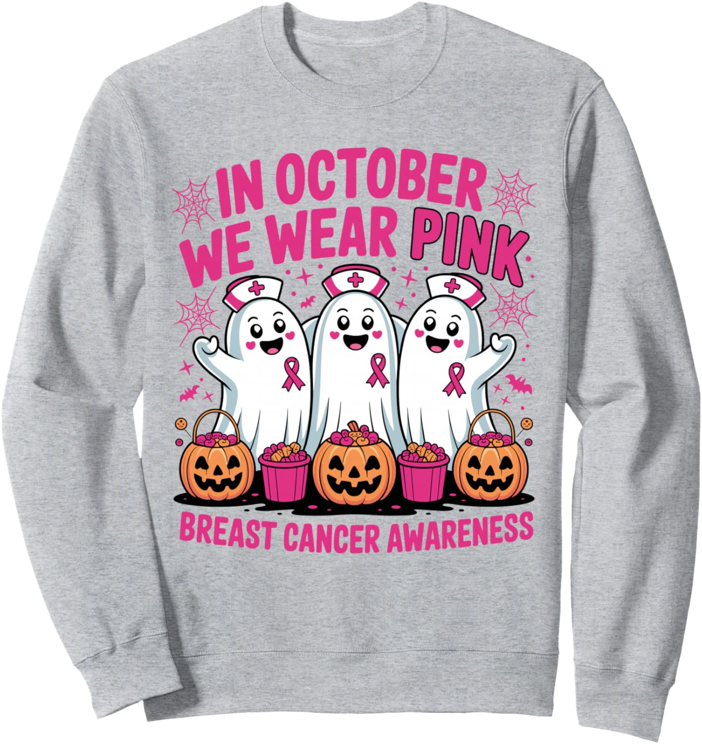 In October We Wear Pink Nurse Breast Cancer Halloween Sweatshirt
