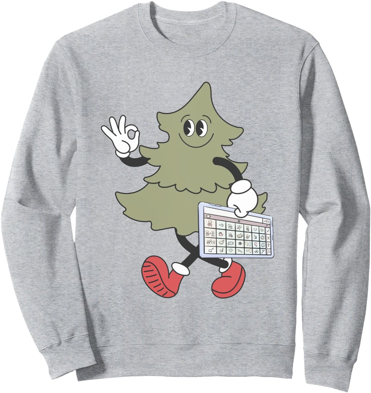 Retro AAC Awareness Holiday Christmas Tree Youth AAC Device Sweatshirt