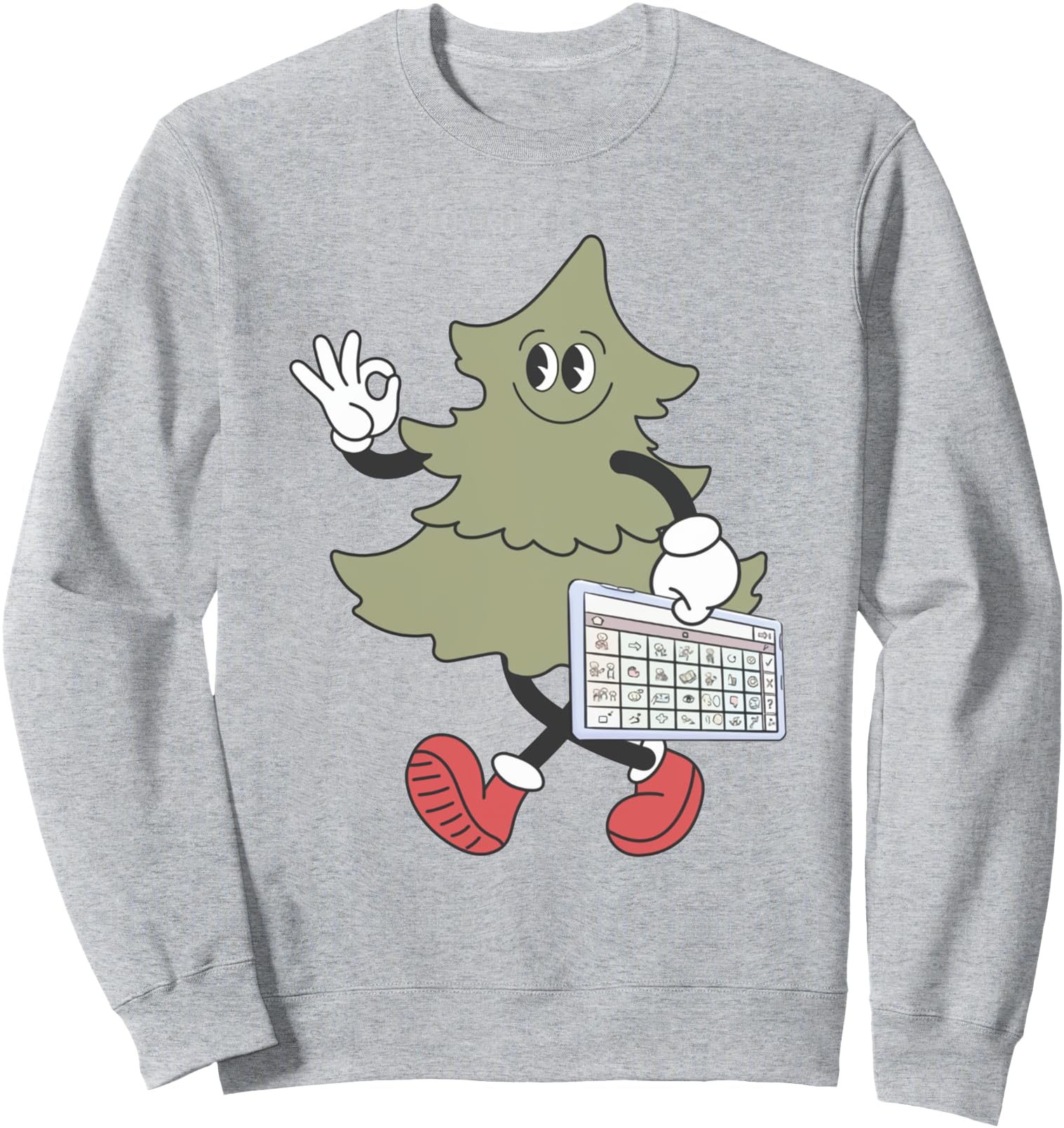 Retro AAC Awareness Holiday Christmas Tree Youth AAC Device Sweatshirt