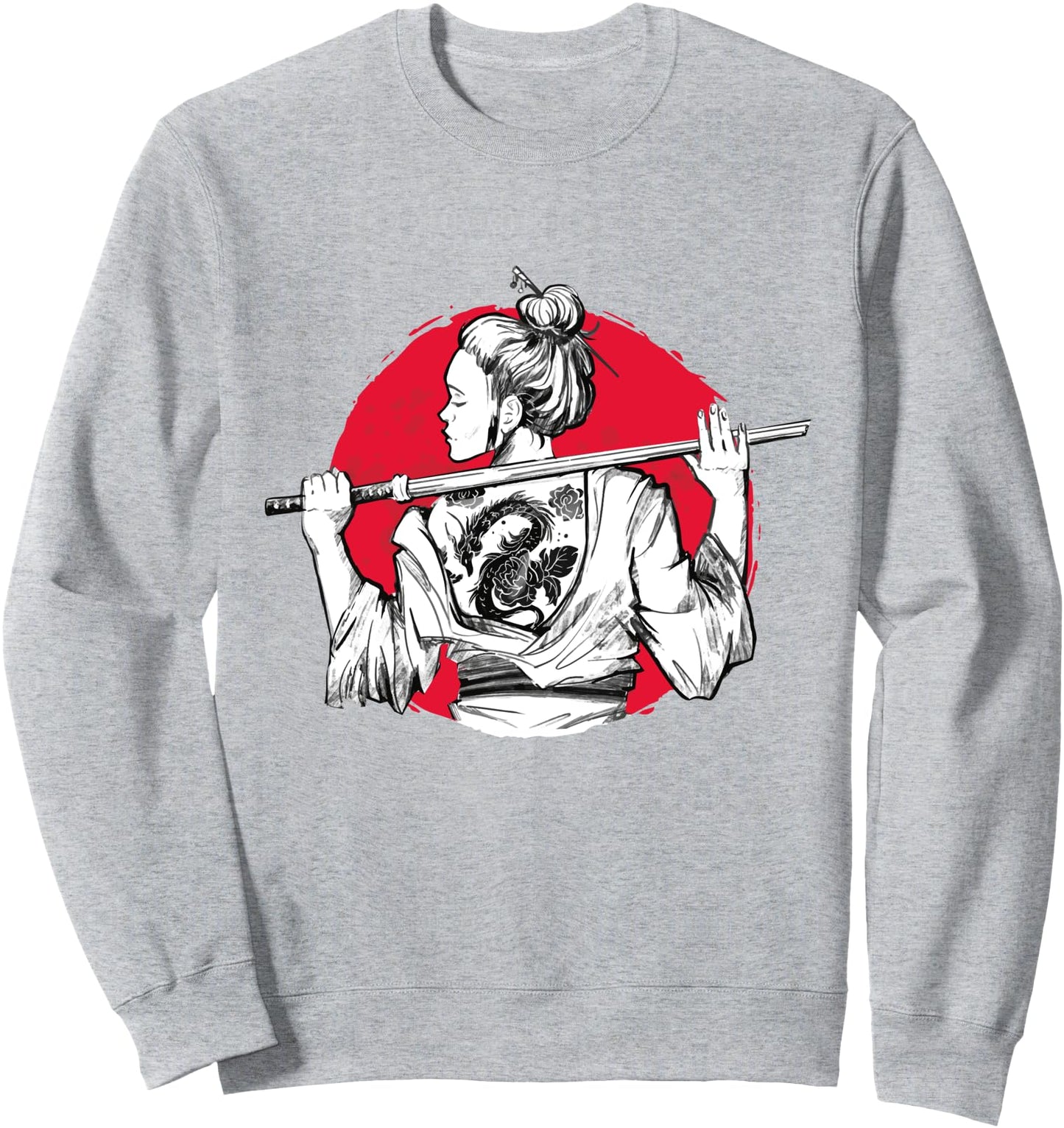 Samurai Woman With Back Tattoo Japanese Sweatshirt