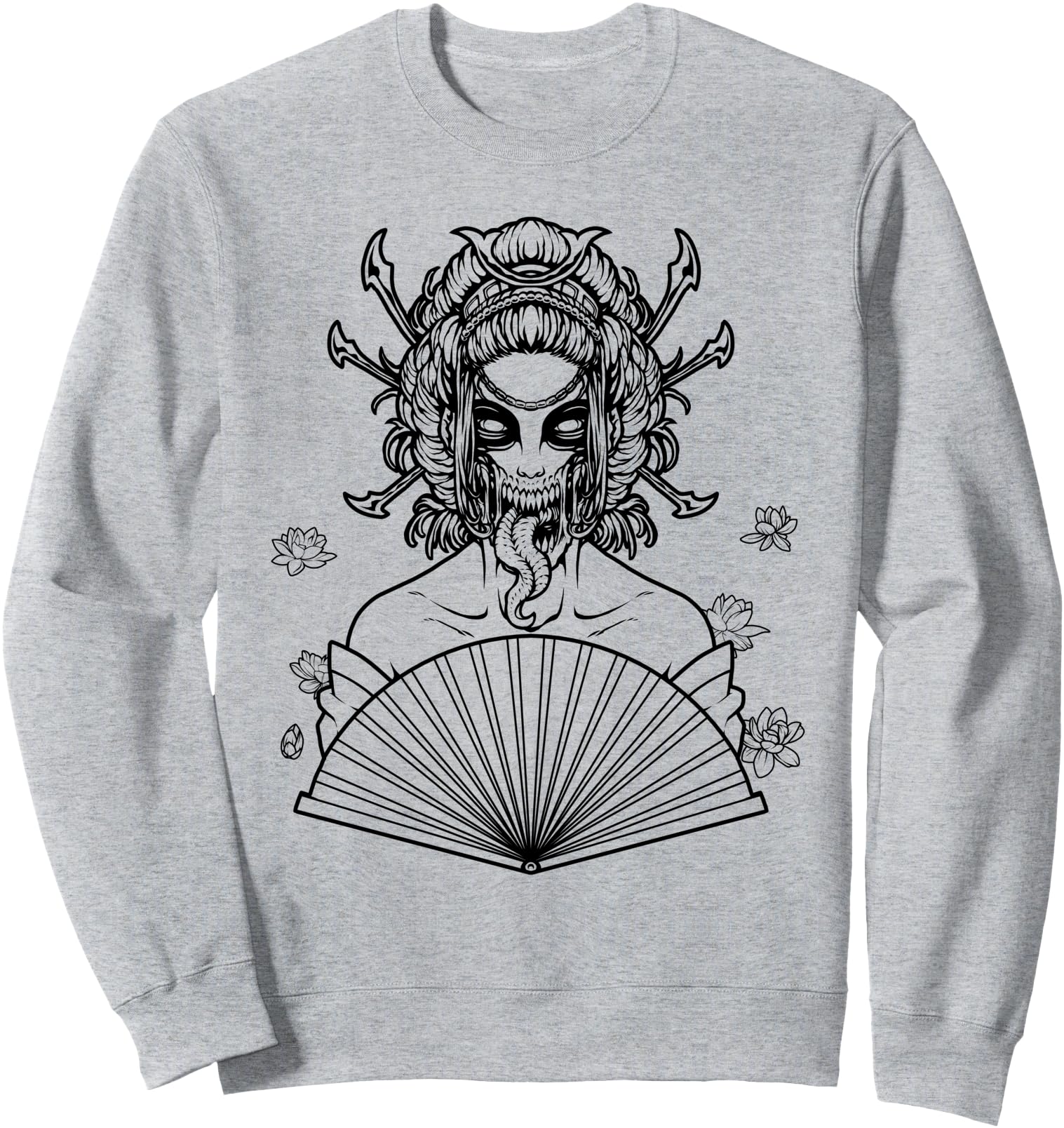 Geisha Horror Monster Woman Japanese Line Art Design Sweatshirt