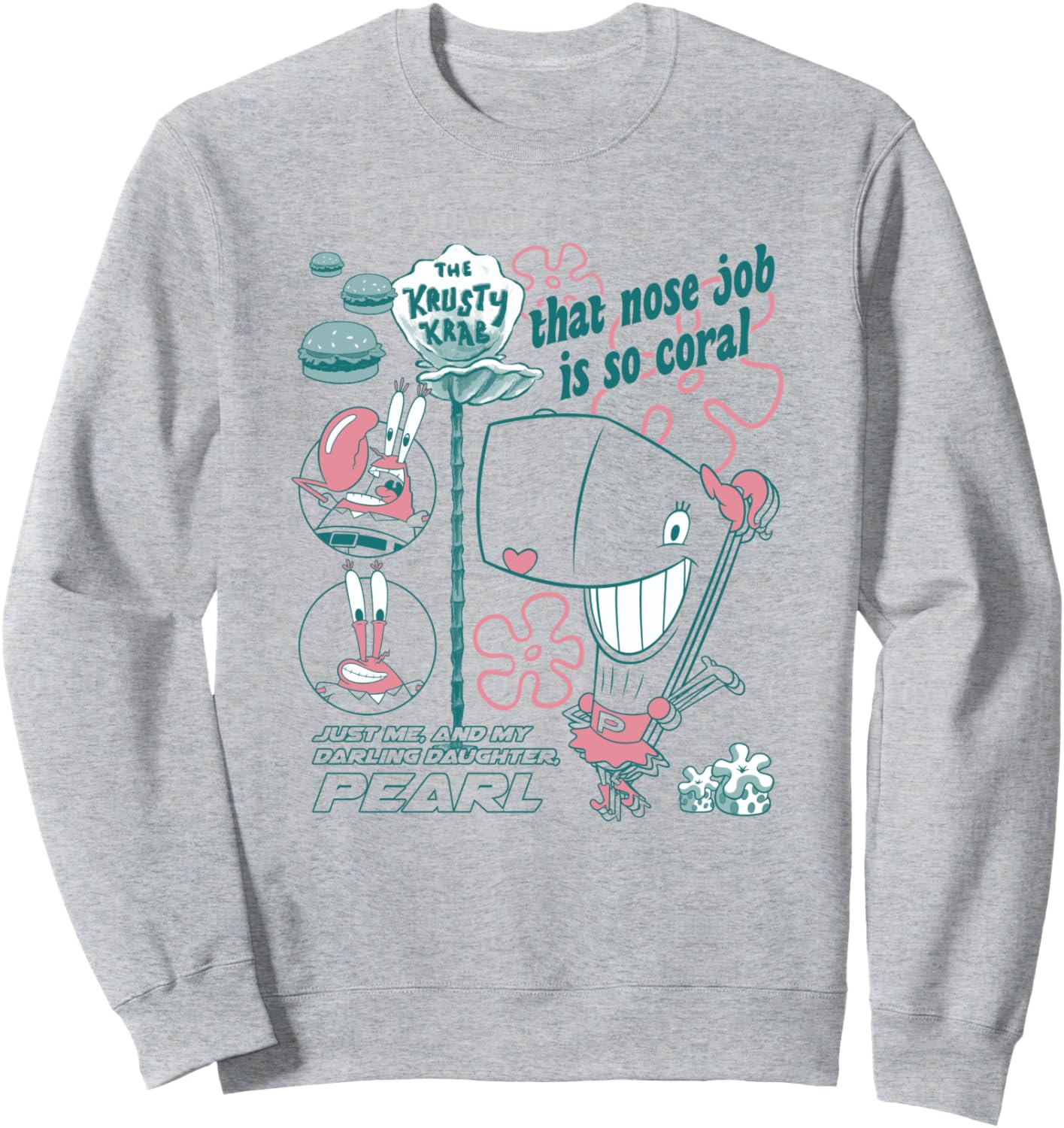 SpongeBob SquarePants Mr. Krabs And Pearl Retro Chest Poster Sweatshirt
