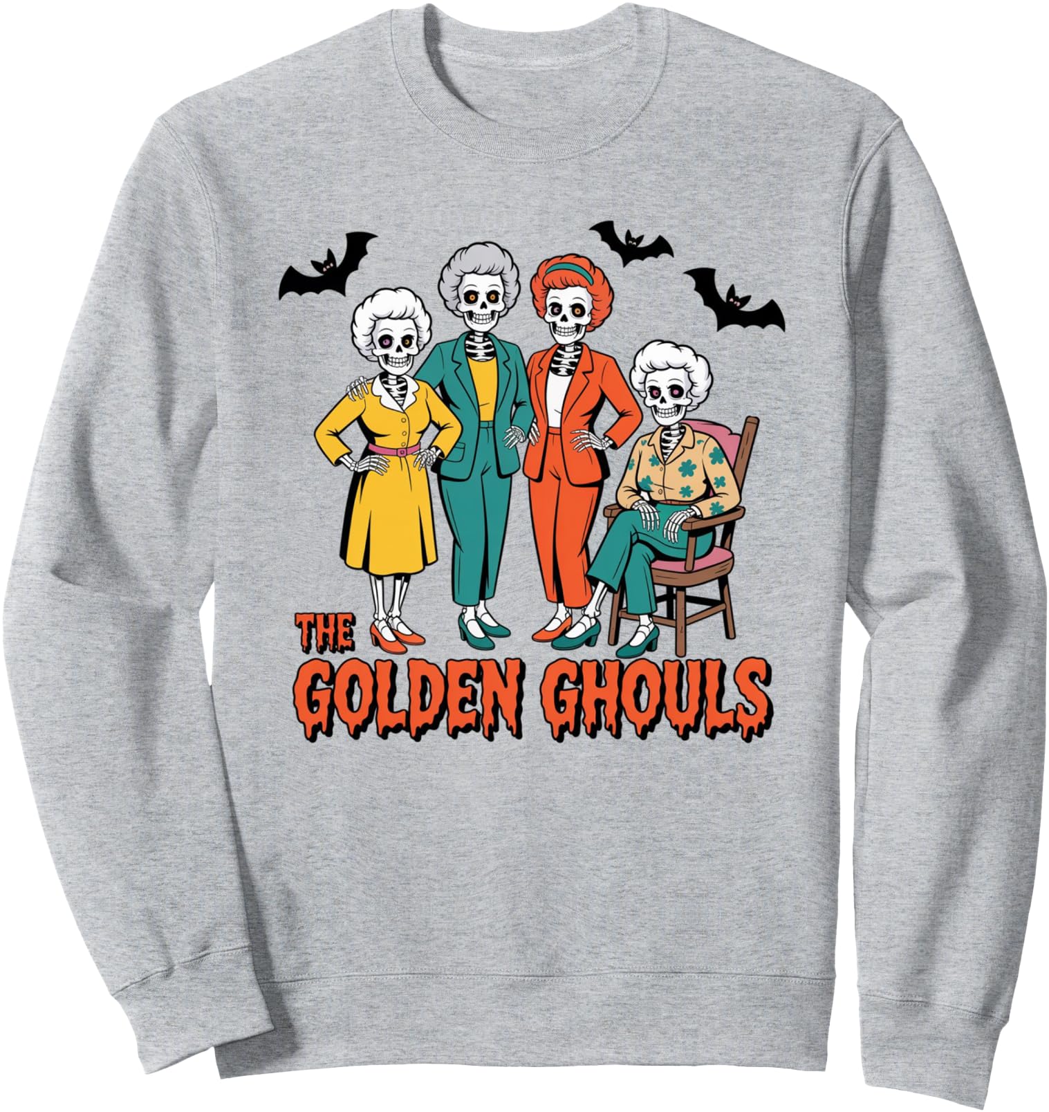 Golden Ghouls Halloween Design for Fans of Spooky Fun Sweatshirt