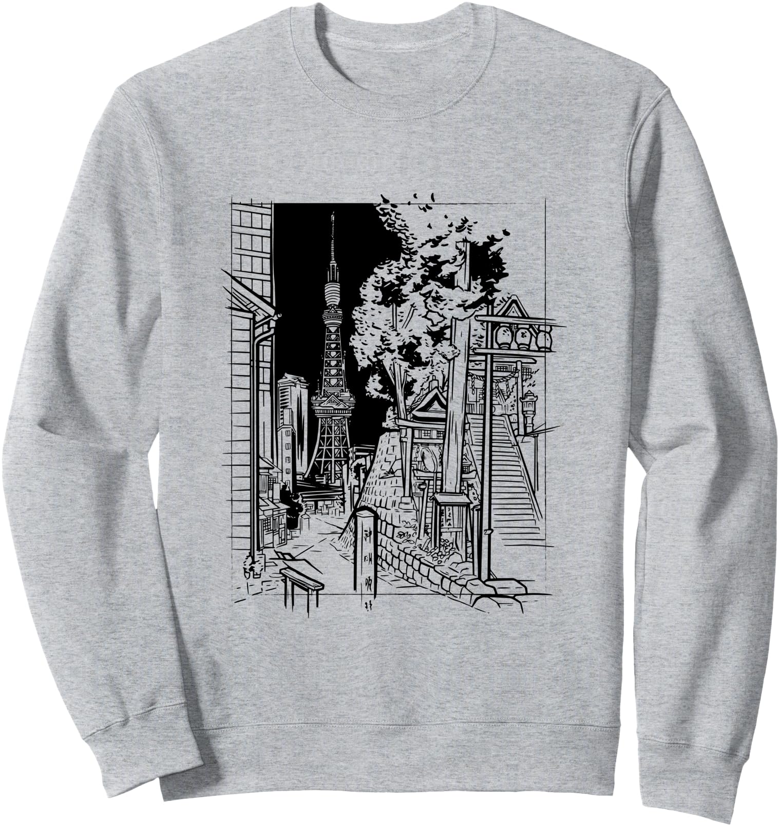 Tokyo City Sketch Japanese Art Graphic Sweatshirt