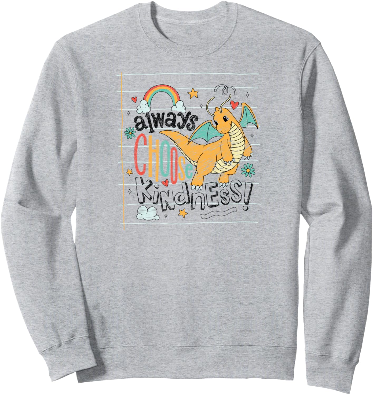 Pokémon - Dragonite Flying Always Choose Kindness Doodle Sweatshirt