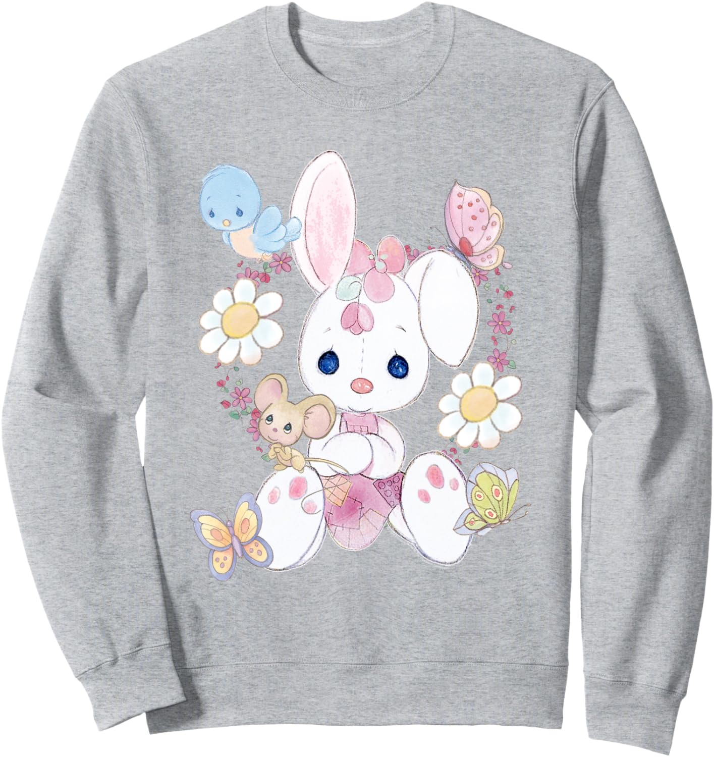 Precious Moments Cute Bunny Rabbit with Flowers Sweatshirt