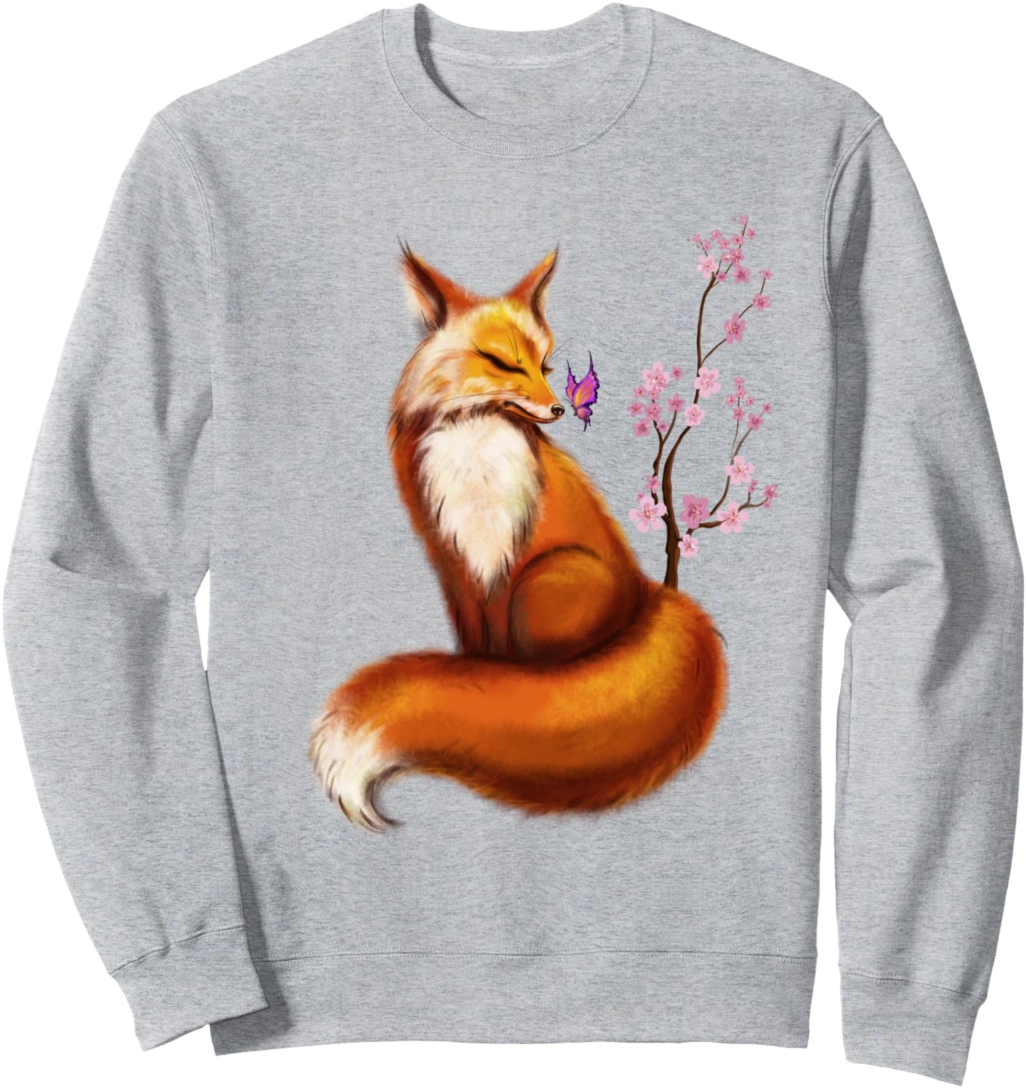 Kawaii Japanese Fox Cherry Blossom Flower Sakura Sweatshirt