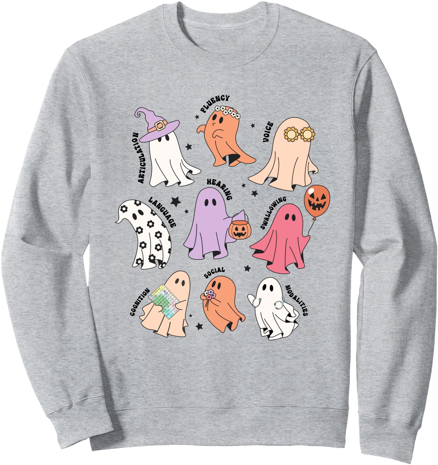 Ghost Friends Halloween AAC SLP Squad Speech Language Sweatshirt