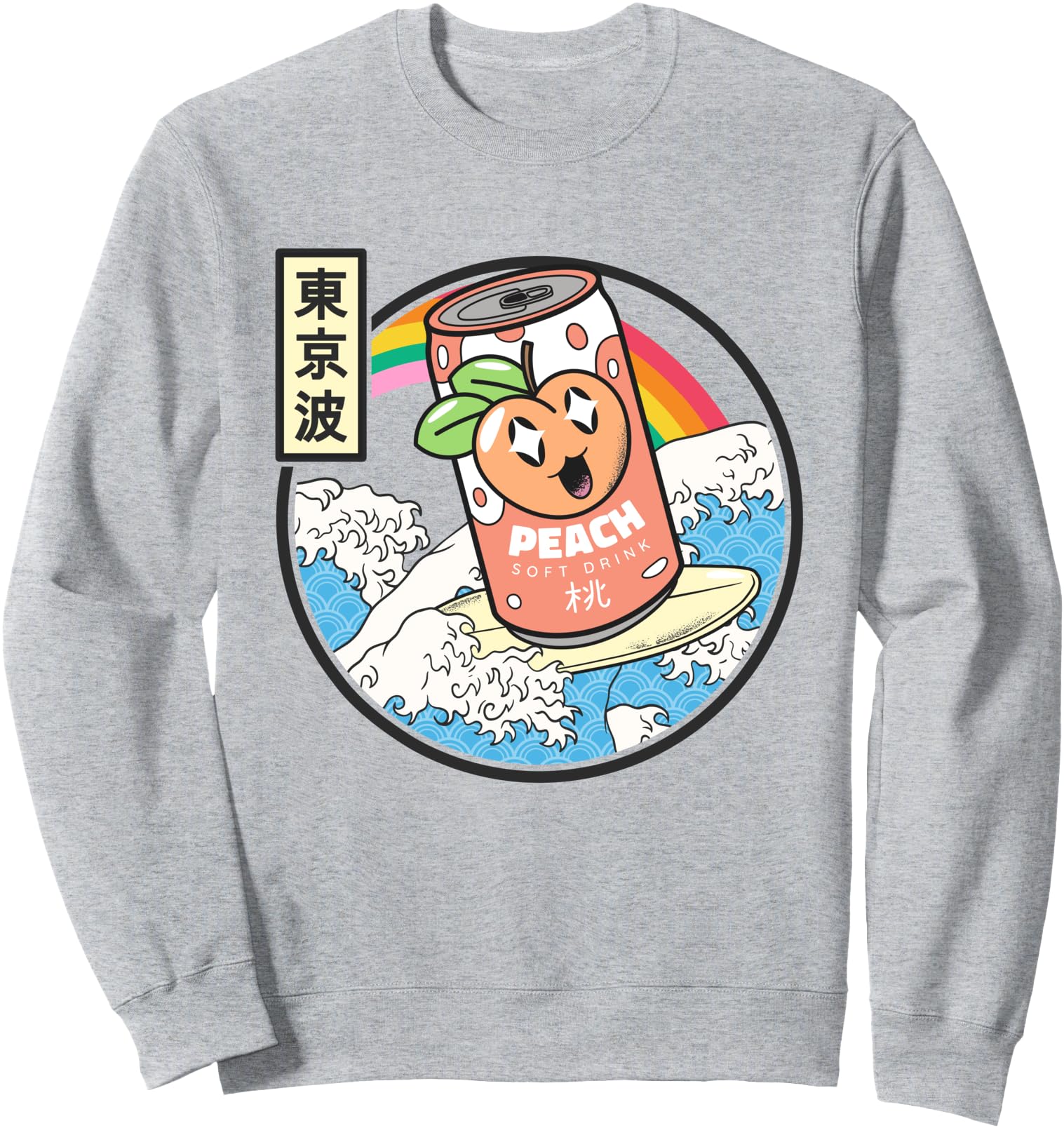 Surfing Peach Soda In Japanese Waves Vaporwave Kawaii Anime Sweatshirt