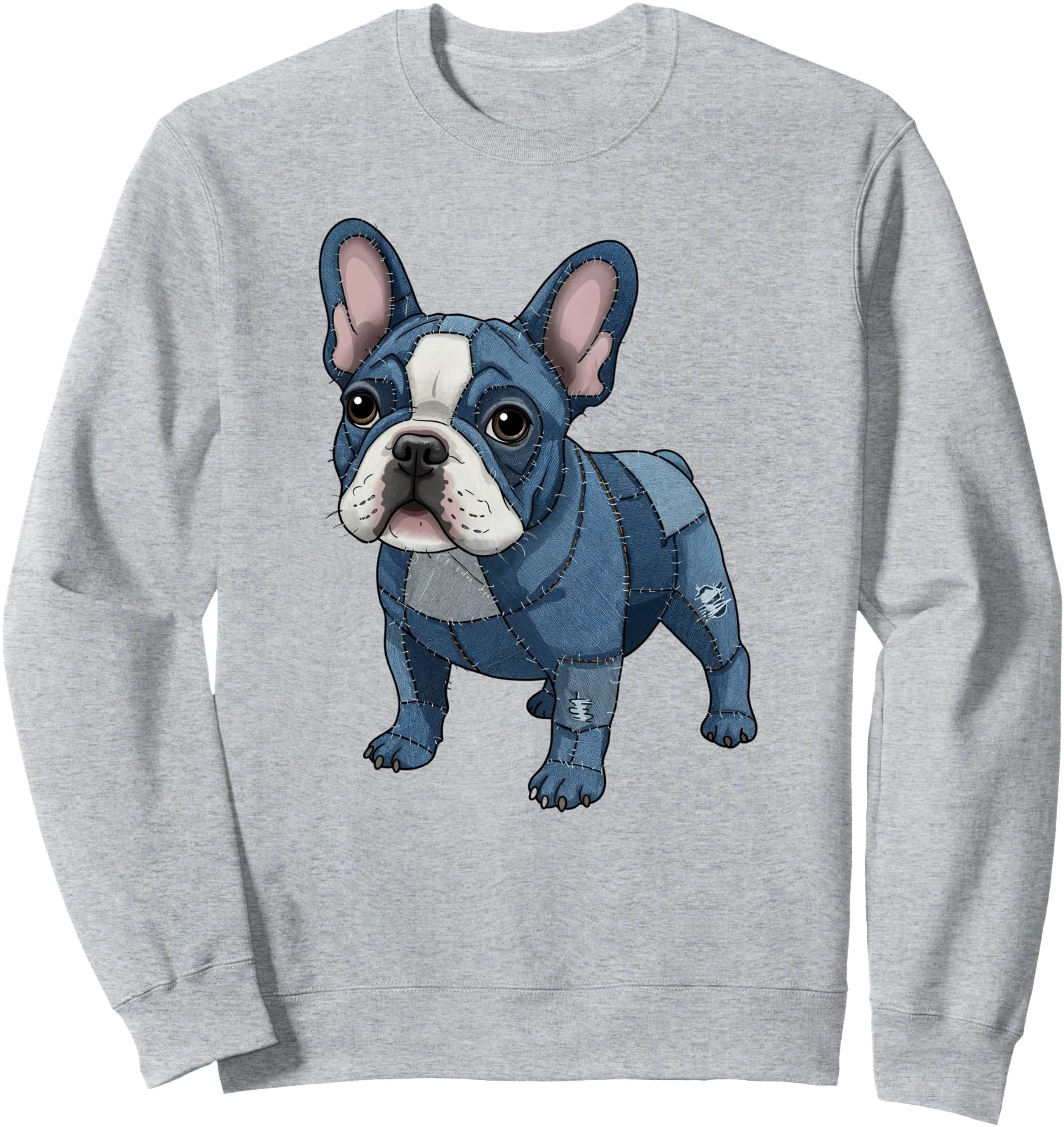 French Bulldog Pattern Patchwork Art Denim Frenchie Lover Sweatshirt