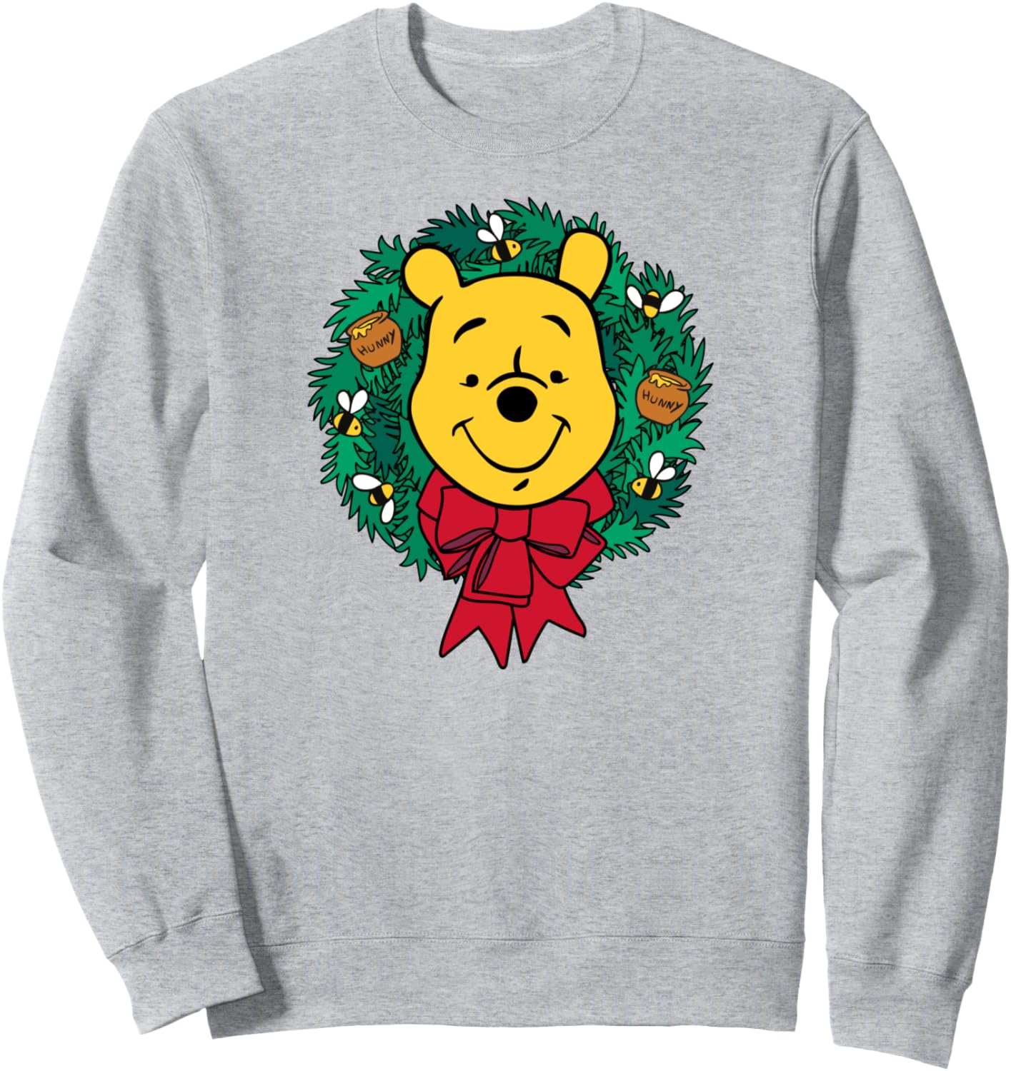 Amazon Essentials Winnie the Pooh Festive Holiday Christmas Wreath Sweatshirt