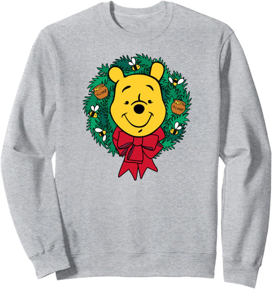 Amazon Essentials Winnie the Pooh Festive Holiday Christmas Wreath Sweatshirt