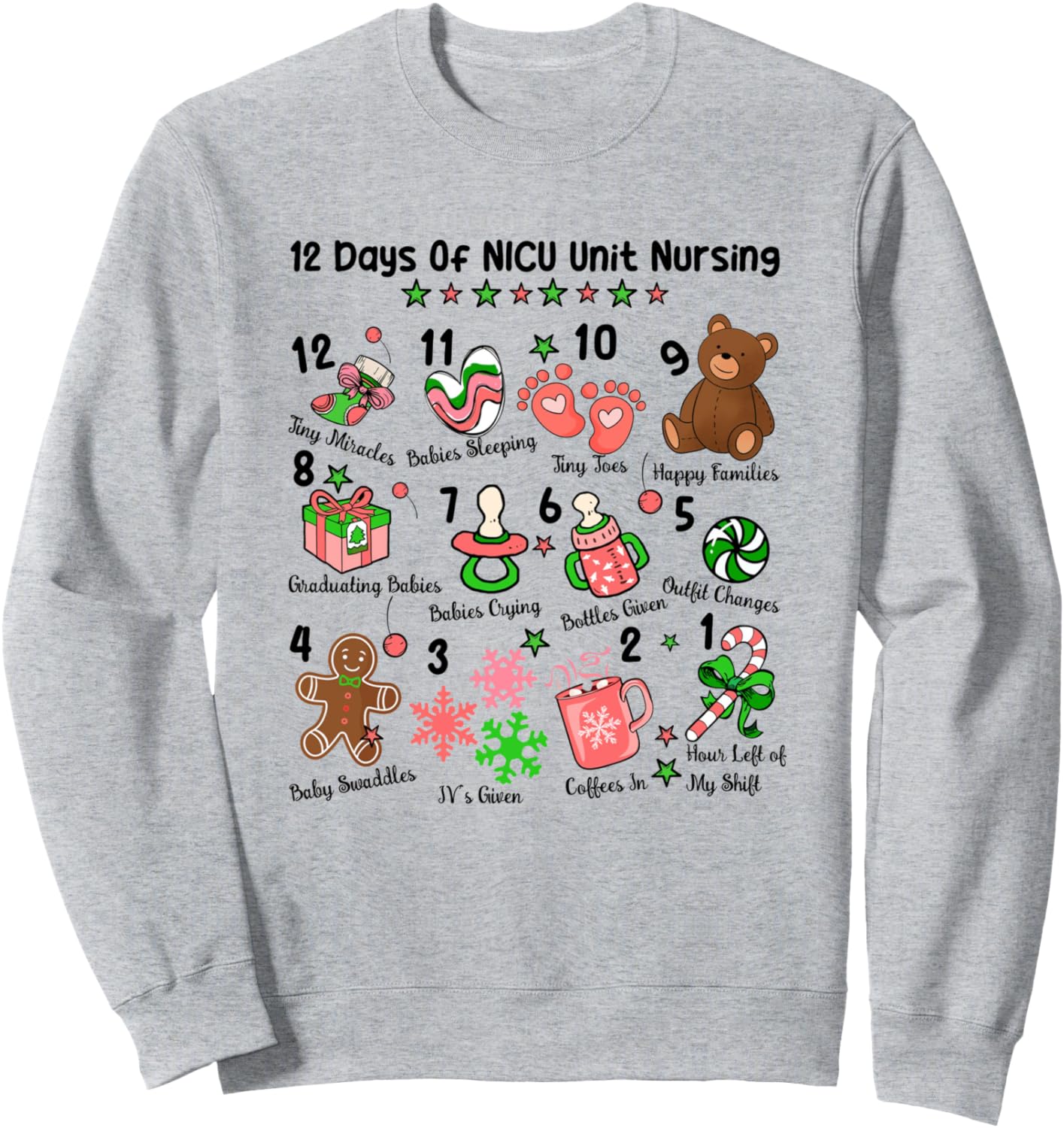 12 Days Of NICU Unit Nursing Christmas NICU Nurse Women Sweatshirt