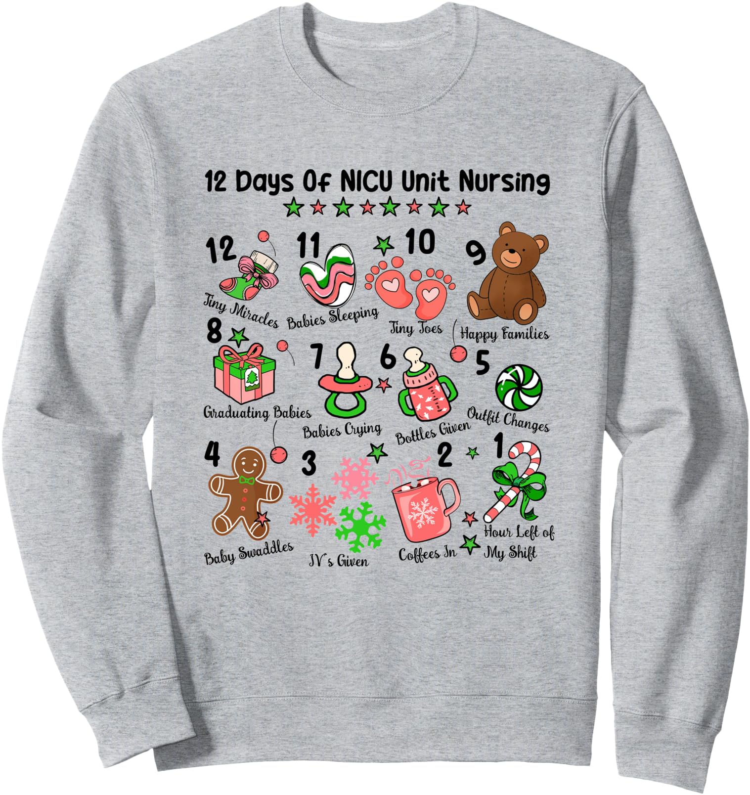 12 Days Of NICU Unit Nursing Christmas NICU Nurse Women Sweatshirt