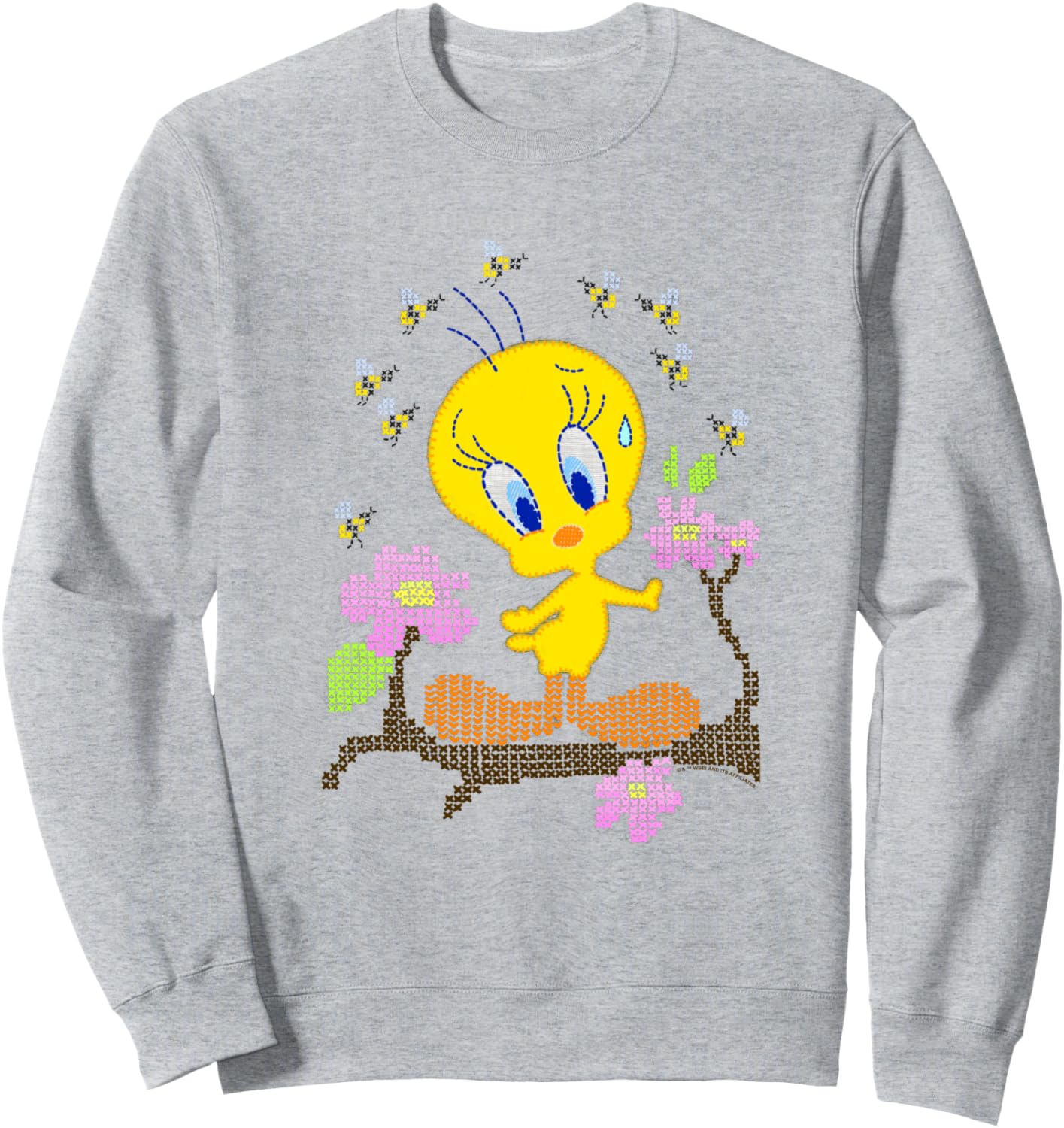 WB100 Looney Tunes Tweety Bird Easter Floral Stitch Sweatshirt