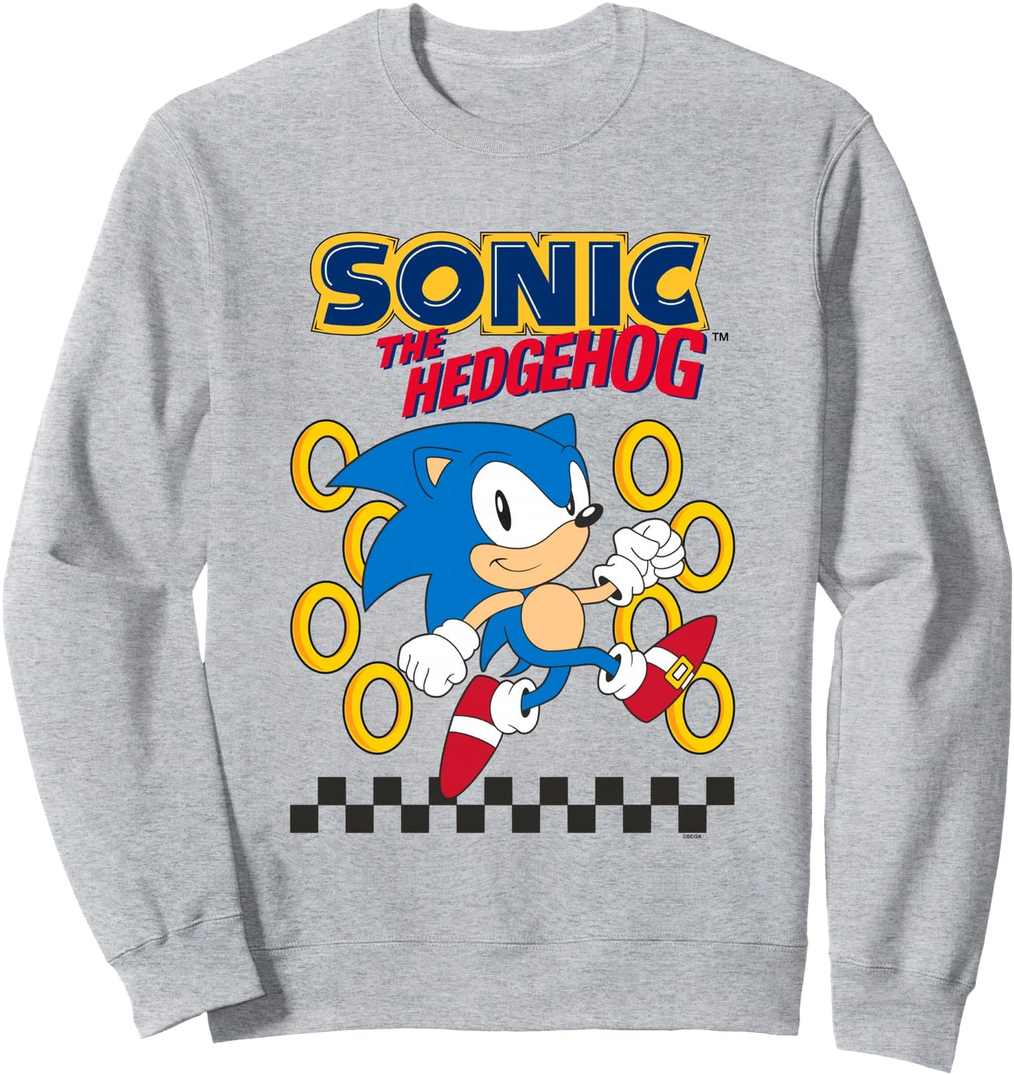 Sonic The Hedgehog Running By Golden Rings Retro Shot Sweatshirt