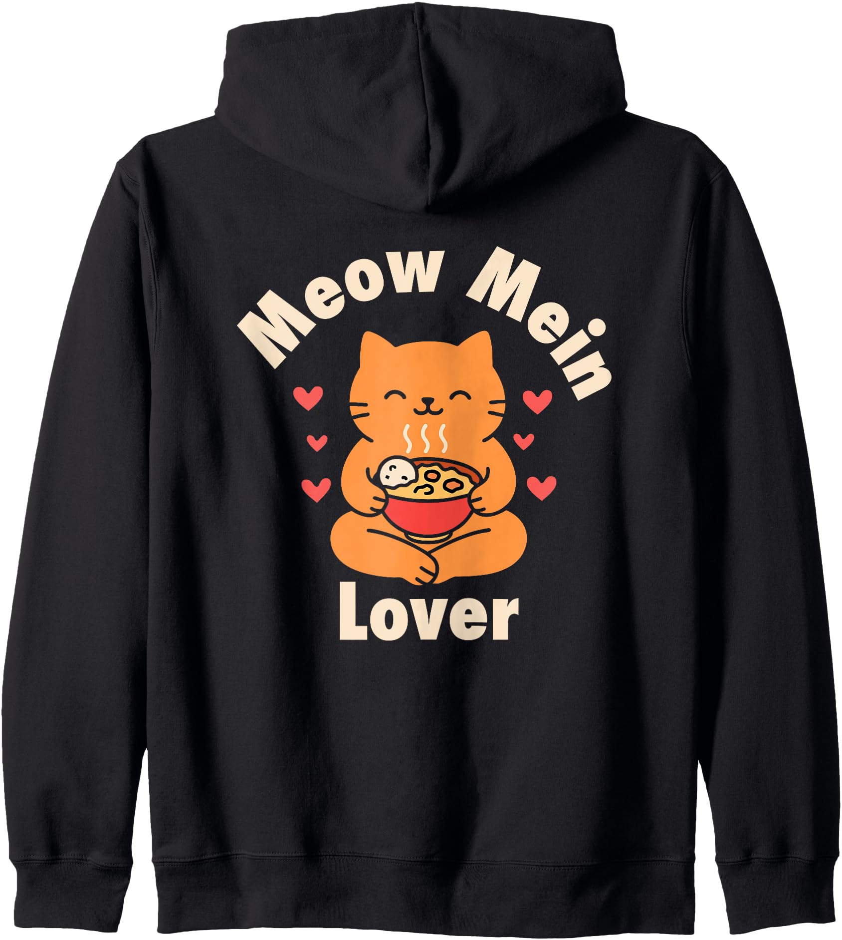 Cute Cat Slurping Noodles Kawaii Japanese Food Illustration Zip Hoodie