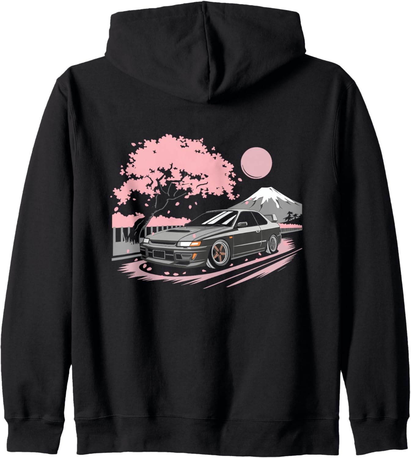 Japanese Retro Car Drifting JDM Racing Art Design Zip Hoodie