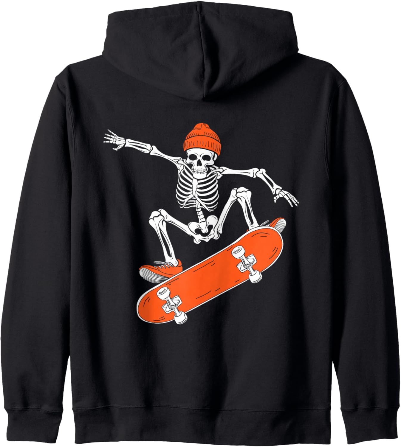 Skateboarding Skeleton Riding Skateboard Halloween Skater Zip Hoodie