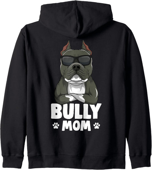 American Bully Dog Mom Women Zip Hoodie