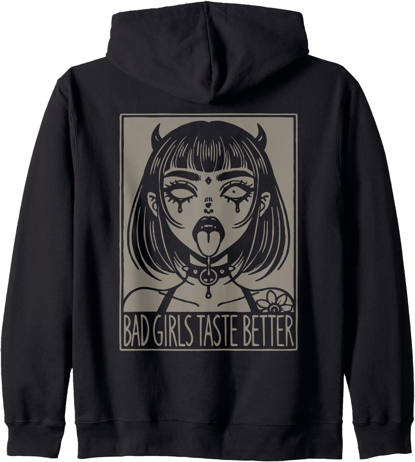 Retro Bad Girls Taste Better, Tattoos Devil Girl Graphic Zip Hoodie