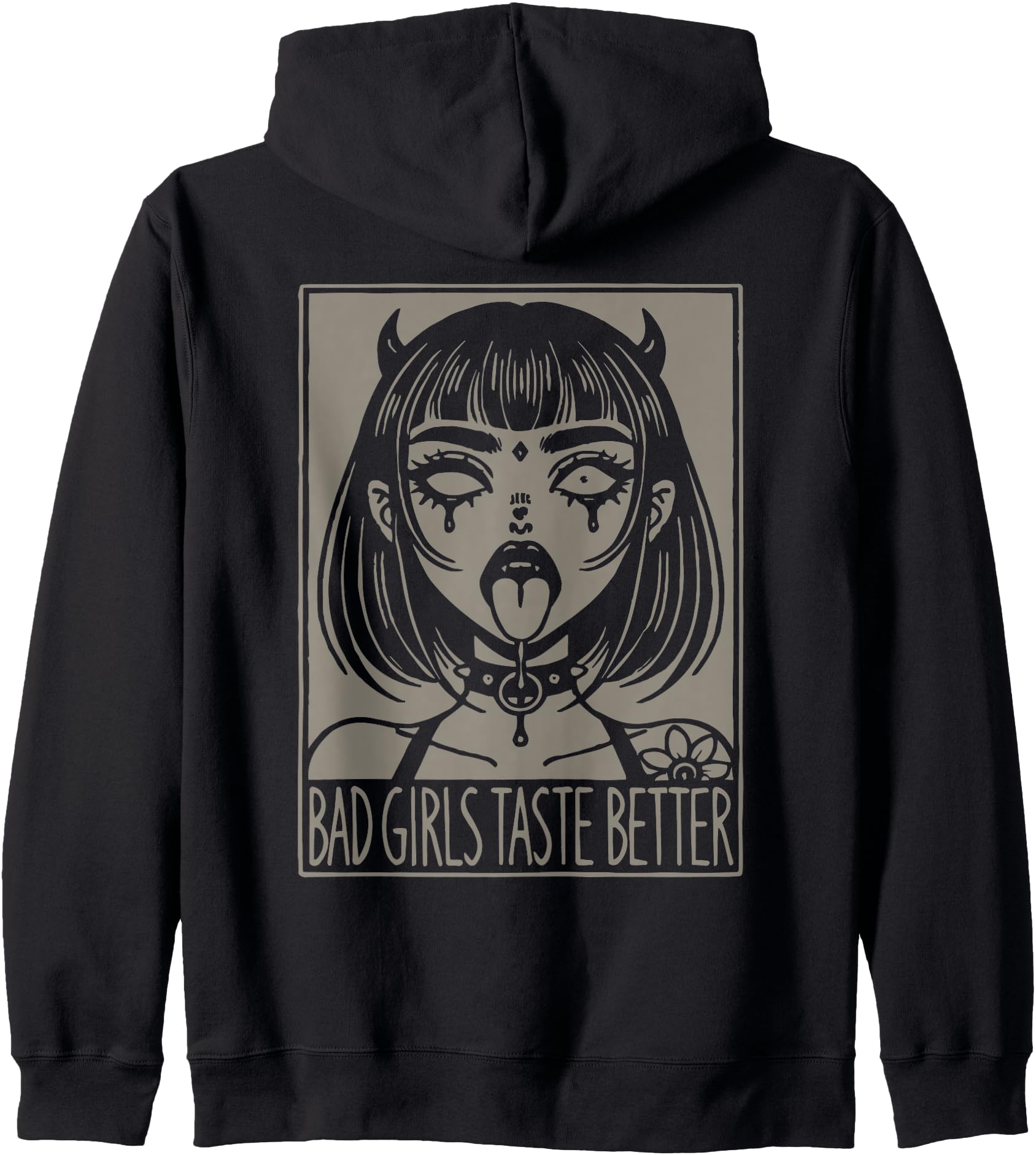 Retro Bad Girls Taste Better, Tattoos Devil Girl Graphic Zip Hoodie